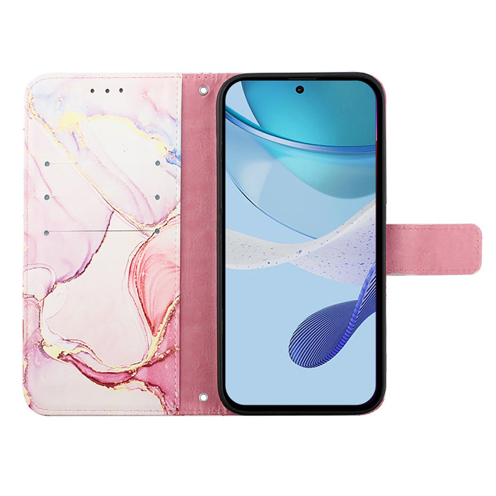 YB Pattern Printing Leather Series-5 For Samsung Galaxy Z Fold6 5G Case Flip Folio Marble Phone Cover - Rose Gold LS005