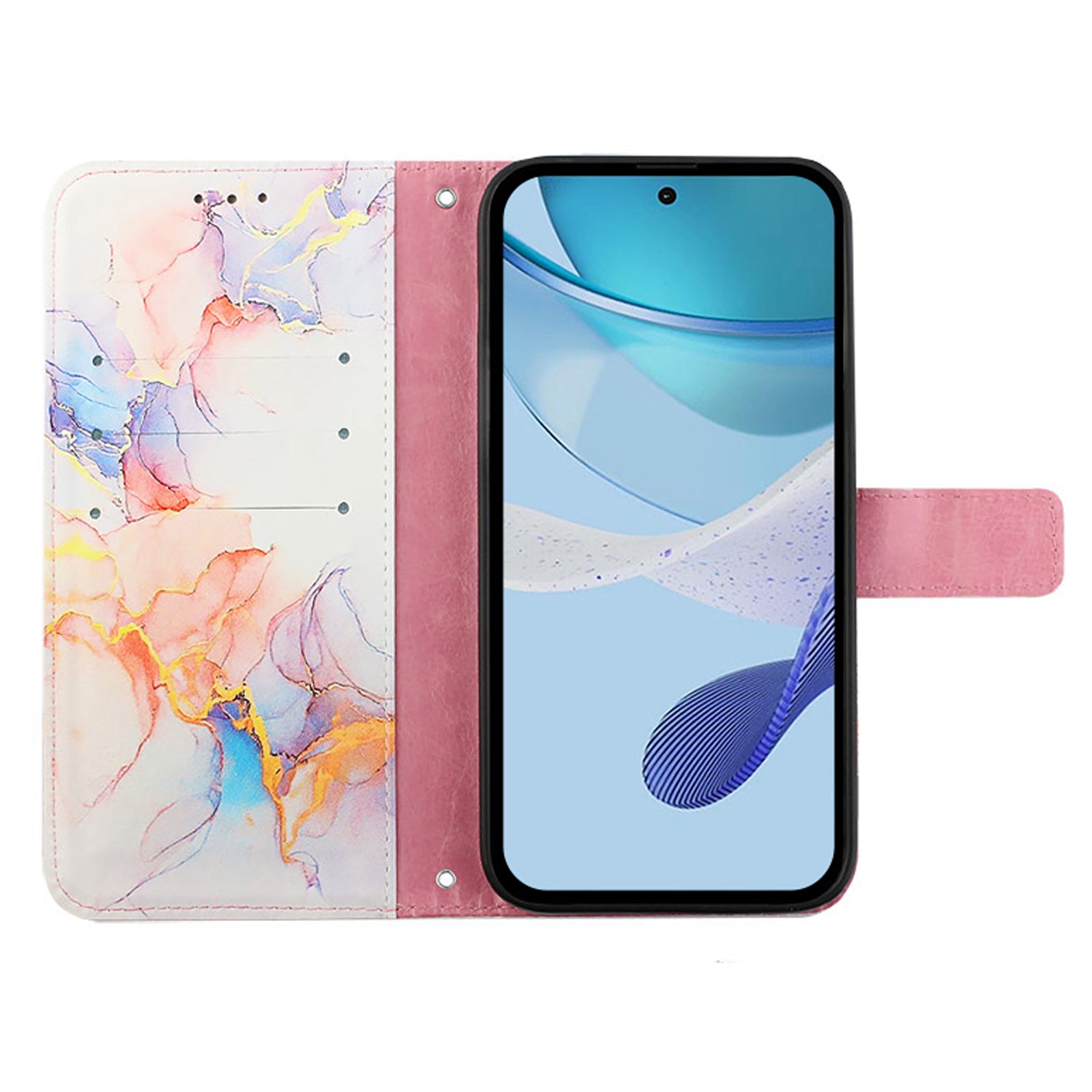 YB Pattern Printing Leather Series-5 For Samsung Galaxy Z Fold6 5G Case Flip Folio Marble Phone Cover - Milky Way Marble White LS004