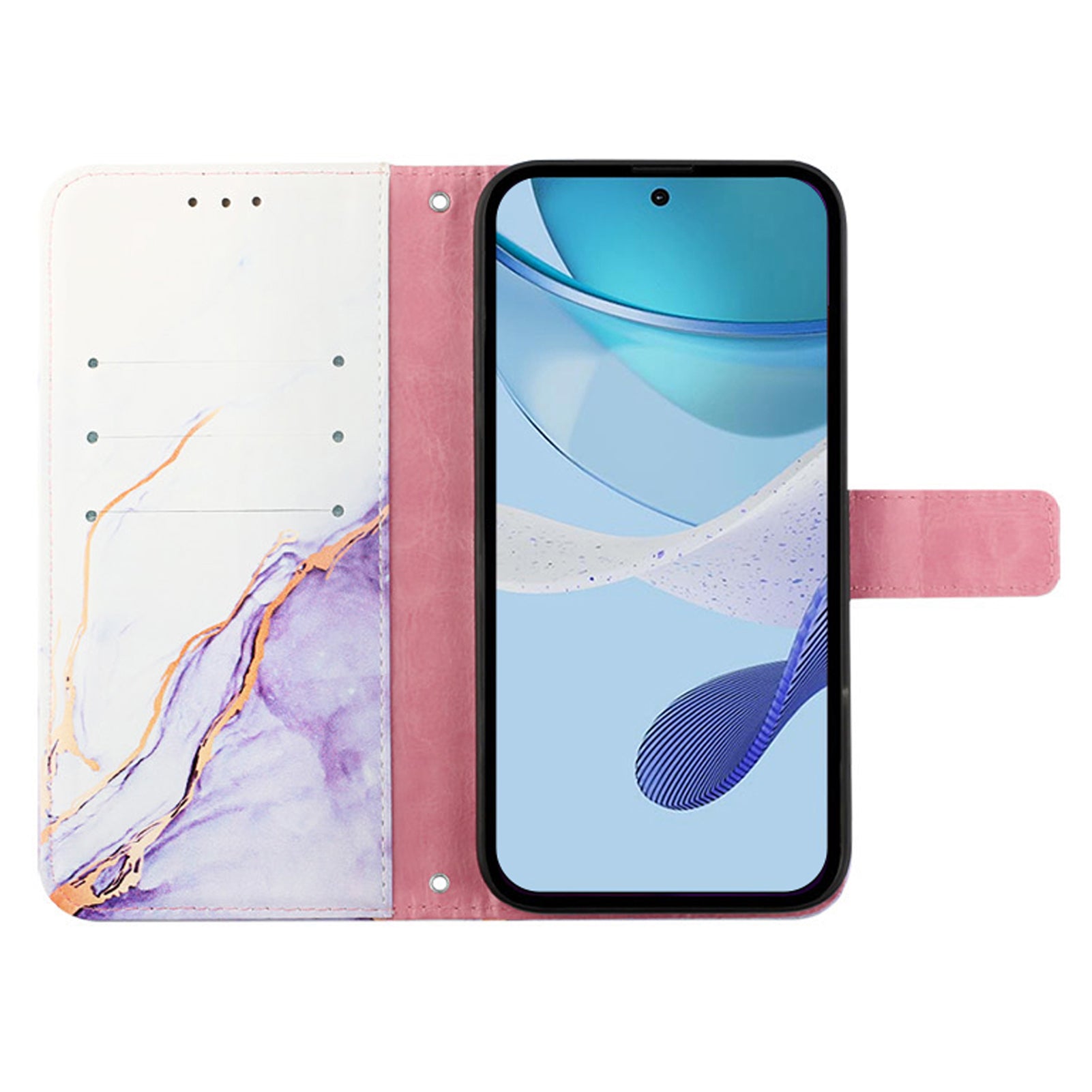 YB Pattern Printing Leather Series-5 For Samsung Galaxy Z Fold6 5G Case Flip Folio Marble Phone Cover - White+Purple LS006