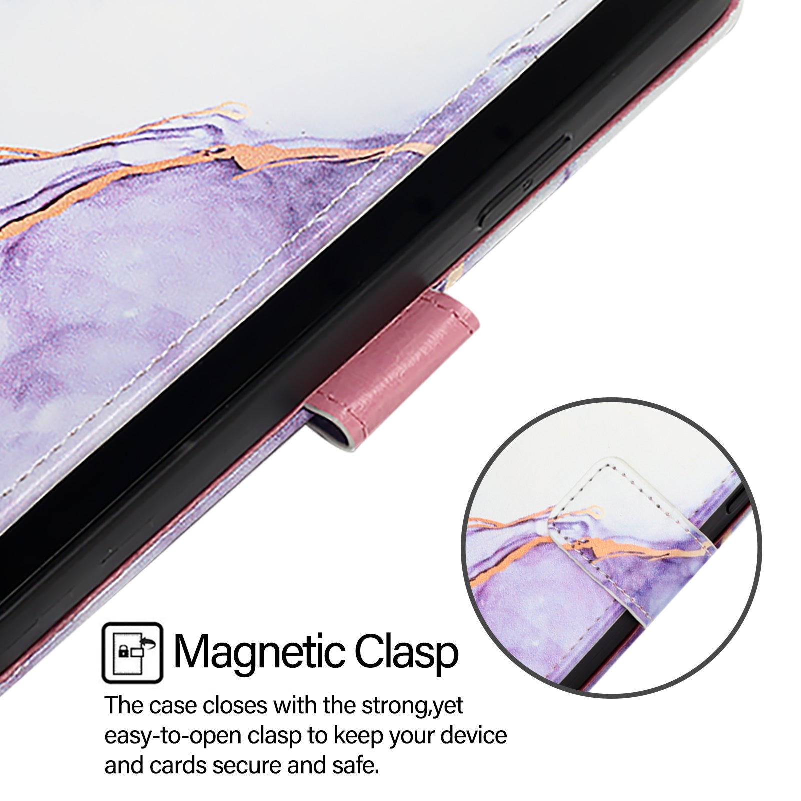 YB Pattern Printing Leather Series-5 For Samsung Galaxy Z Fold6 5G Case Flip Folio Marble Phone Cover - White+Purple LS006