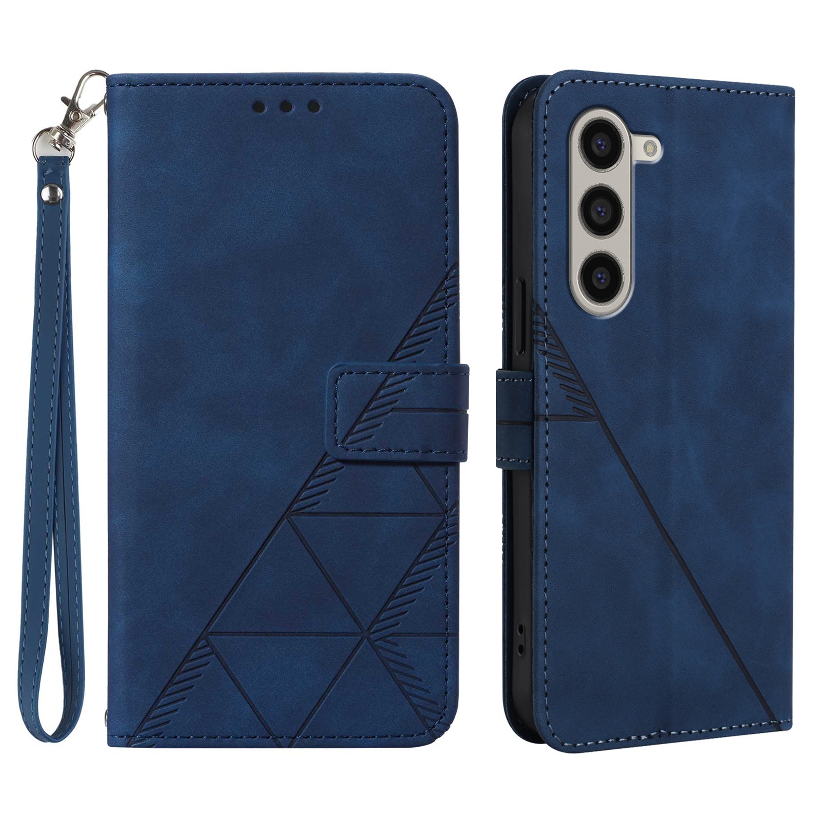 For Samsung Galaxy Z Fold6 5G Case PU Leather Wrist Strap Magnetic Closure Phone Cover - Sapphire