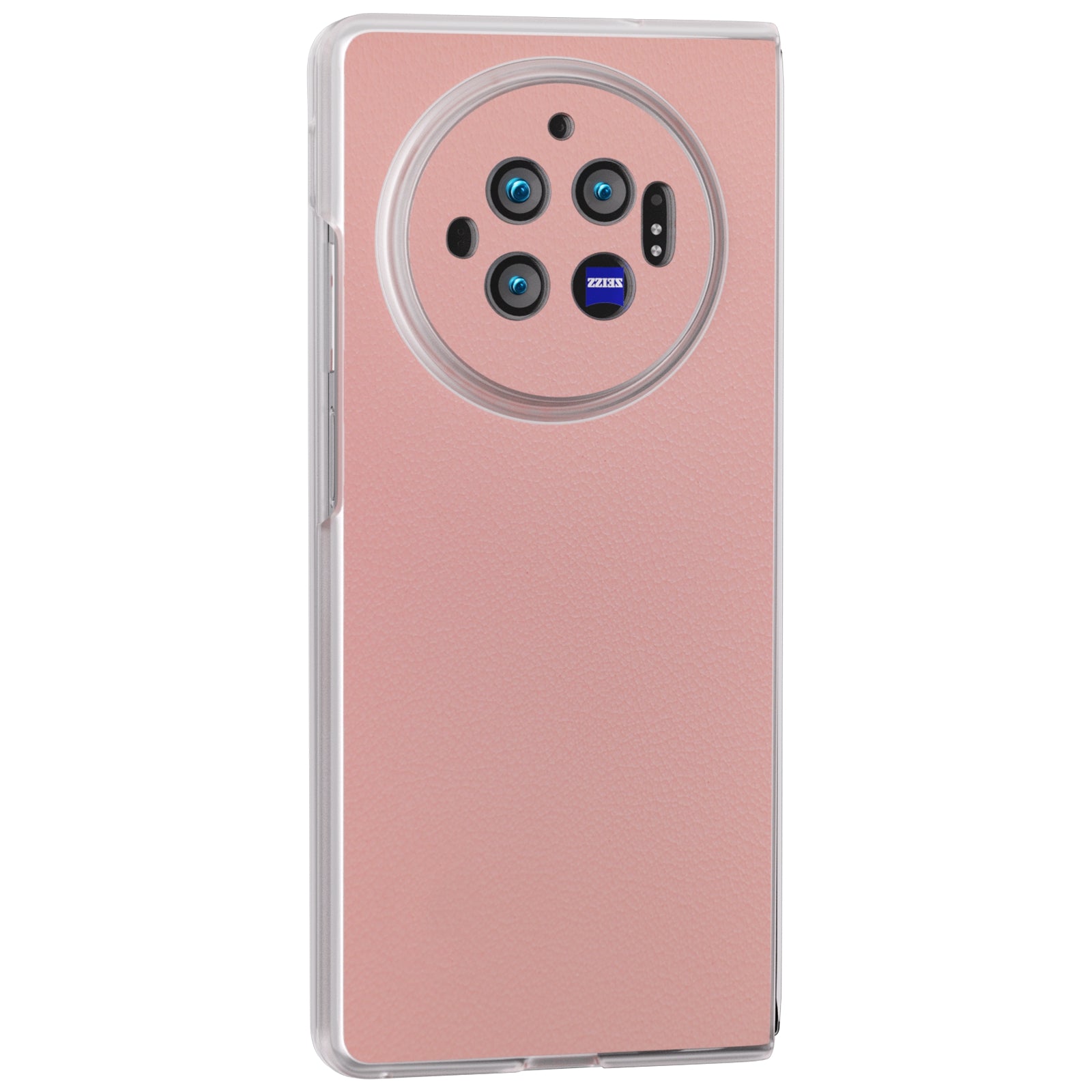 For vivo X Fold3 Case Non-Slip Genuine Cow Leather+PC Matte Edge Phone Cover - Pink