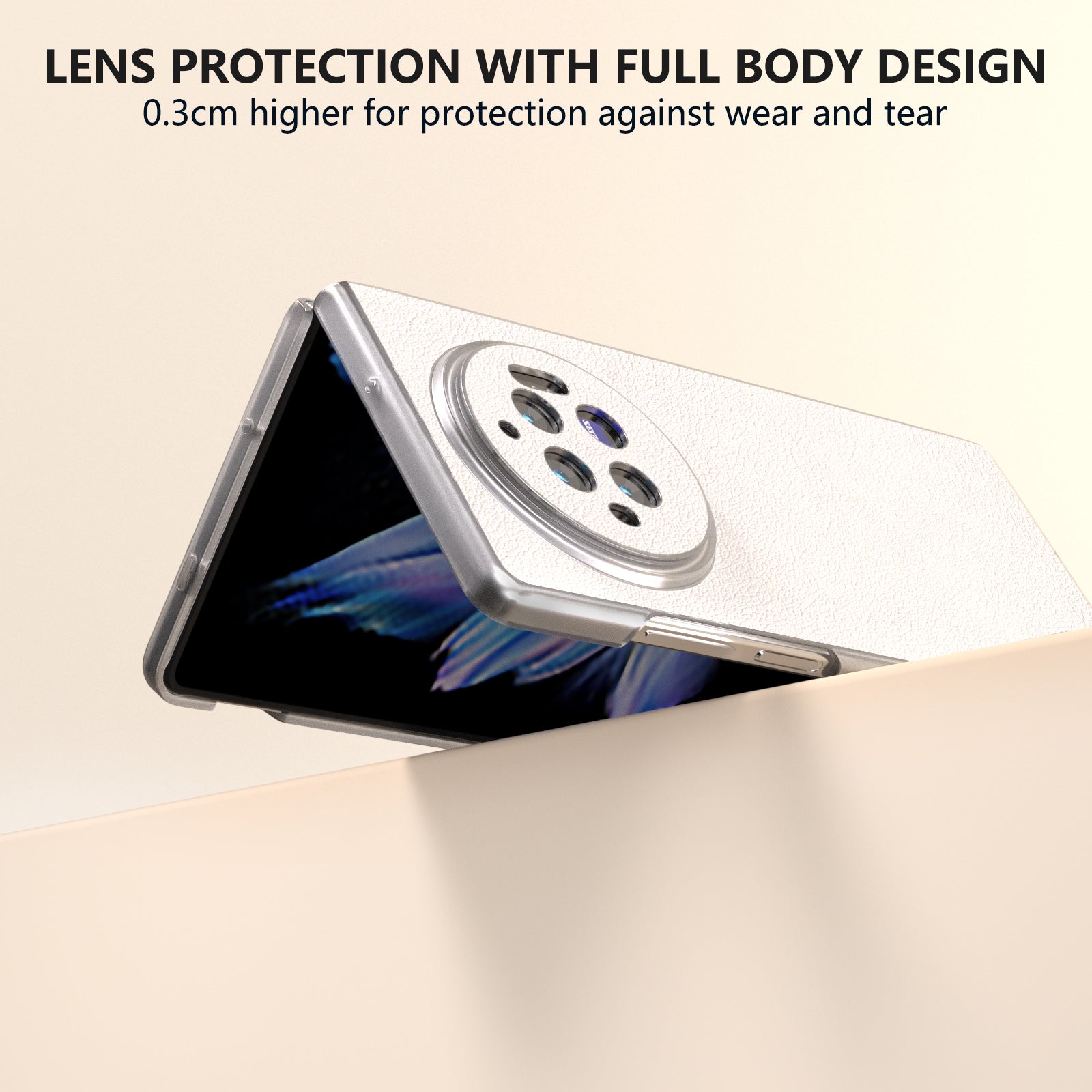 For vivo X Fold3 Case Non-Slip Genuine Cow Leather+PC Matte Edge Phone Cover - Grey