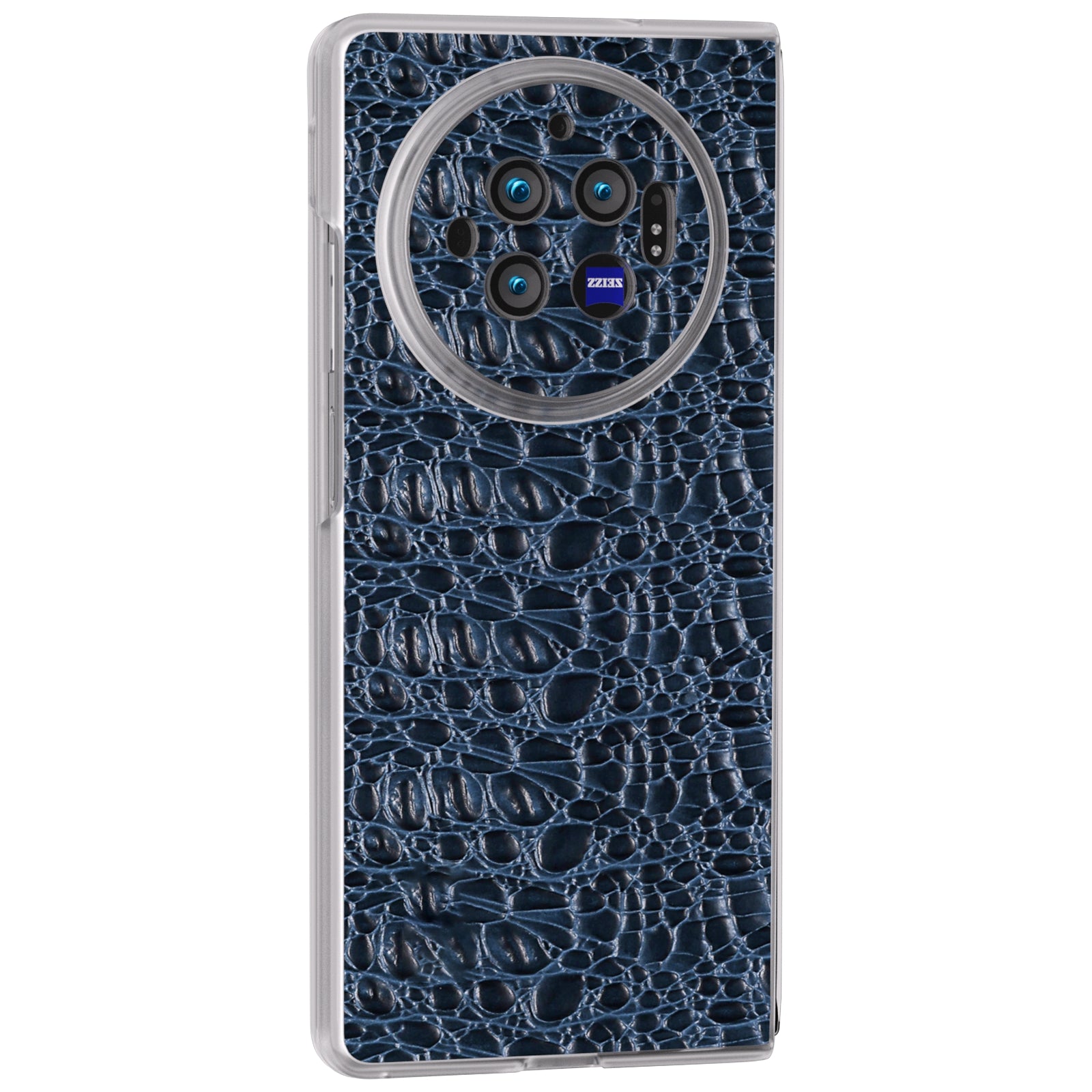 For vivo X Fold3 Case Texture Genuine Cow Leather+PC Phone Cover - Blue