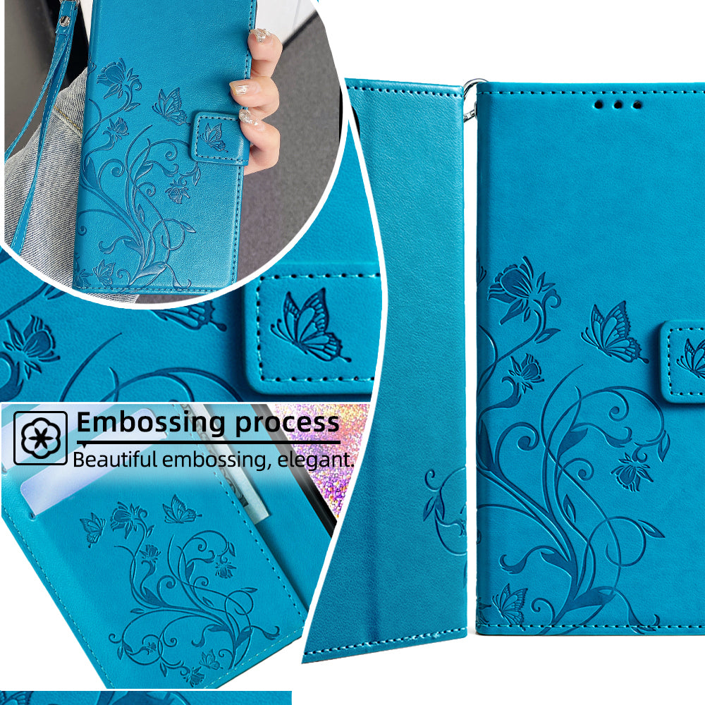 For Samsung Galaxy S20 FE / S20 FE 5G / S20 FE 2022 / S20 Lite Case Butterfly Flower PU Leather Phone Cover Online Shopping Wholesale - Blue