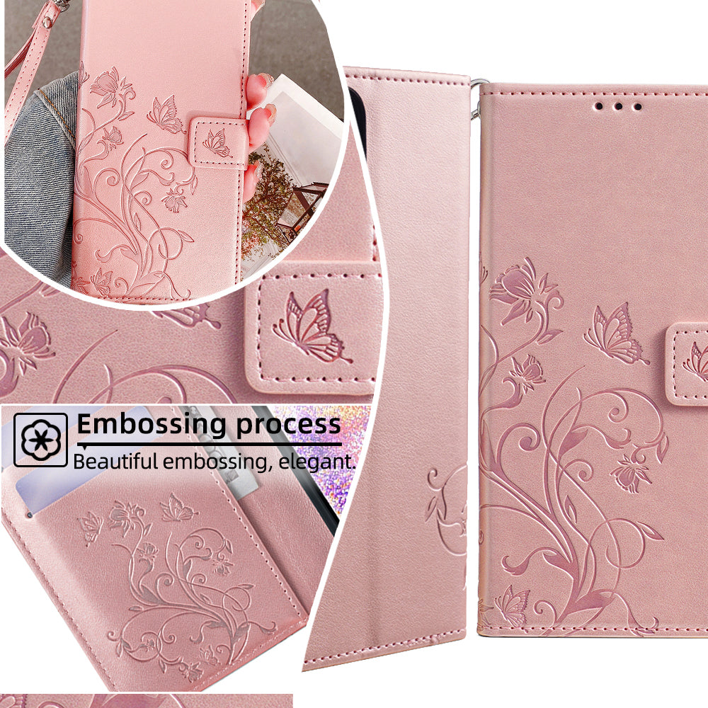 For Samsung Galaxy S20 FE / S20 FE 5G / S20 FE 2022 / S20 Lite Case Butterfly Flower PU Leather Phone Cover Online Shopping Wholesale - Rose Gold