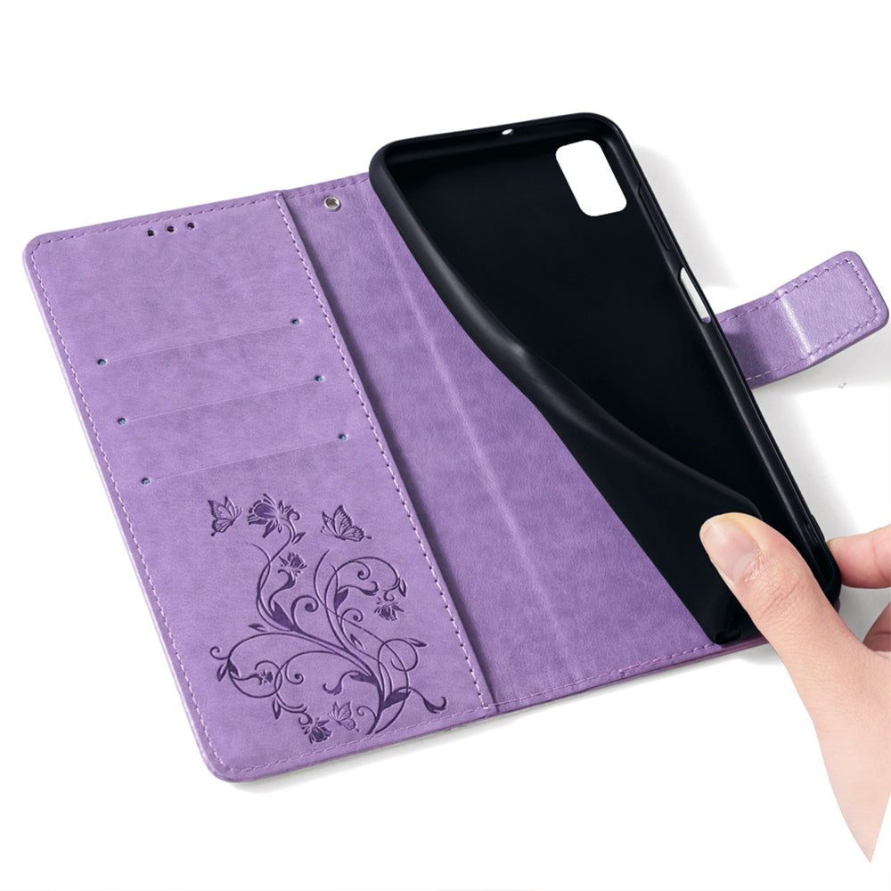 For Samsung Galaxy S20 FE / S20 FE 5G / S20 FE 2022 / S20 Lite Case Butterfly Flower PU Leather Phone Cover Online Shopping Wholesale - Purple