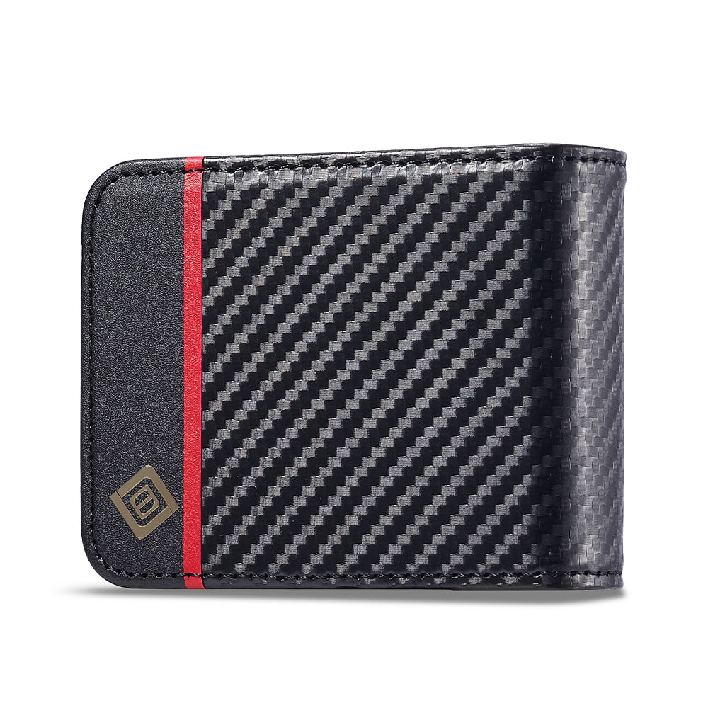 LC.IMEEKE For Samsung Galaxy Z Flip6 5G Case Carbon Fiber Texture Card Holder Back Phone Cover - Horizontal Stripe