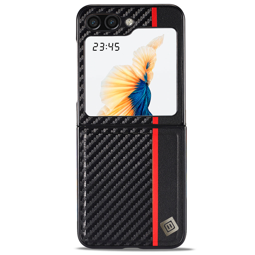 LC.IMEEKE For Samsung Galaxy Z Flip6 5G Case Leather+EVA Carbon Fiber Textured Phone Cover