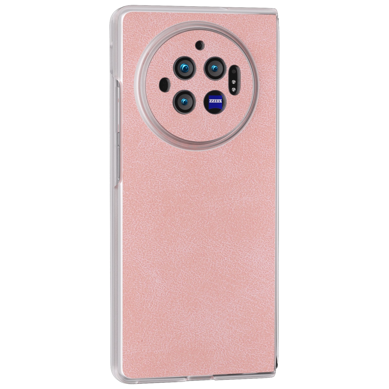 For vivo X Fold3 Case PU Leather Coated PC Matte Edge Anti-Fingerprint Phone Cover - Pink