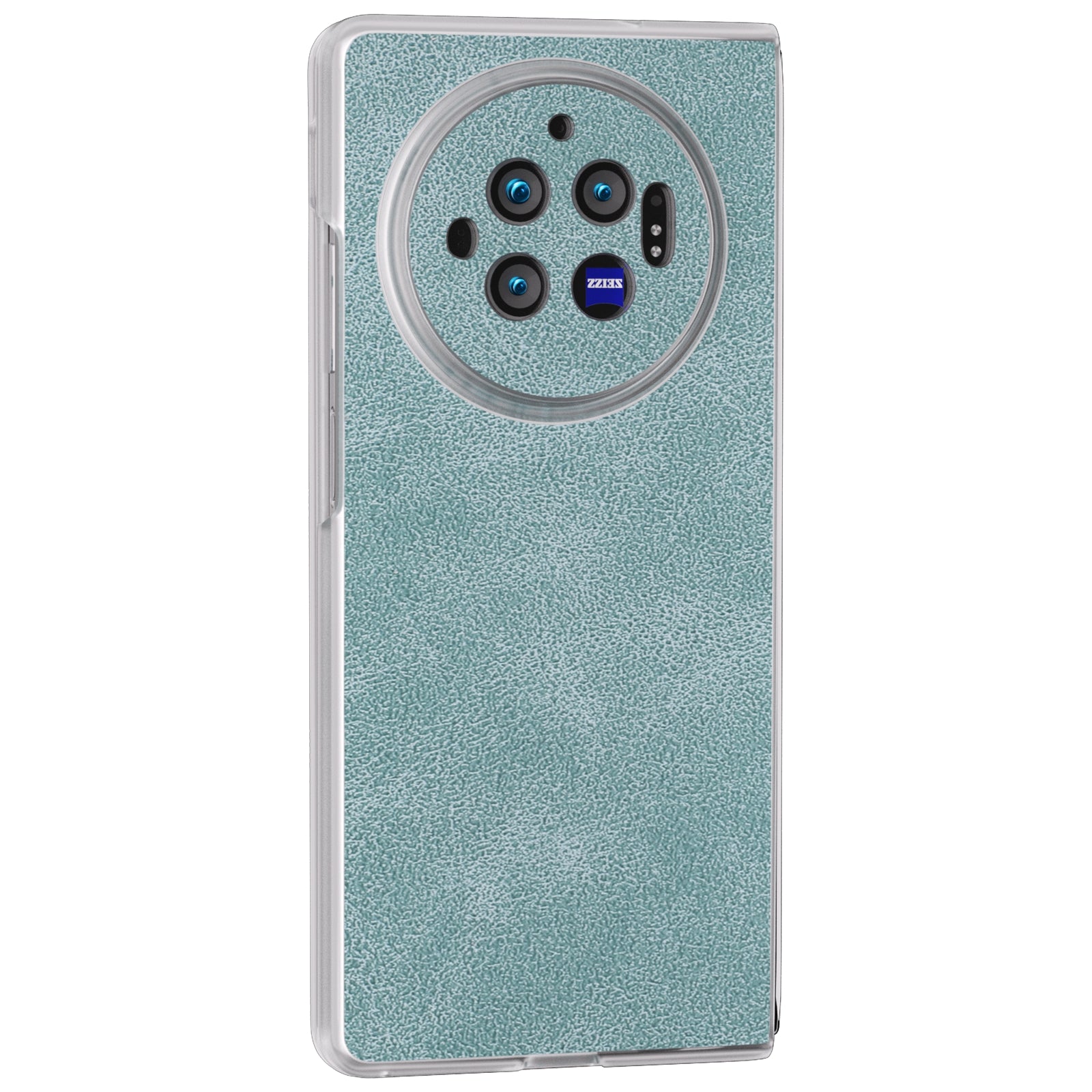 For vivo X Fold3 Case PU Leather Coated PC Matte Edge Anti-Fingerprint Phone Cover - Baby Blue