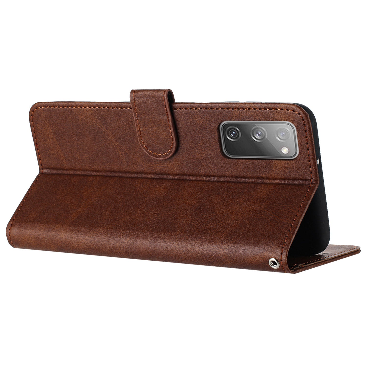 For Samsung Galaxy S20 FE / S20 FE 5G / S20 FE 2022 / S20 Lite Calf Texture Phone Stand Cover Mobile Accessories Wholesale - Brown