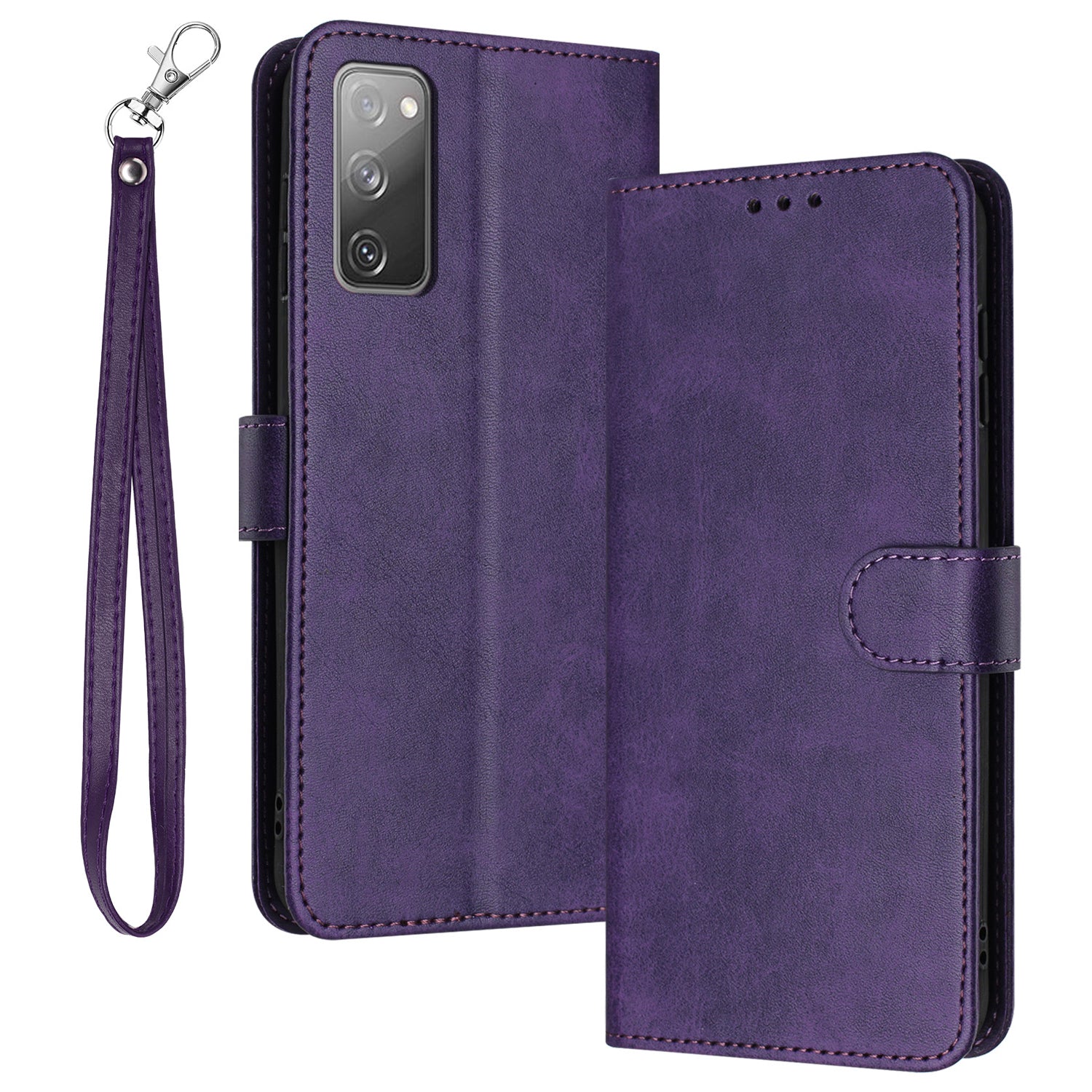 For Samsung Galaxy S20 FE / S20 FE 5G / S20 FE 2022 / S20 Lite Calf Texture Phone Stand Cover Mobile Accessories Wholesale - Purple