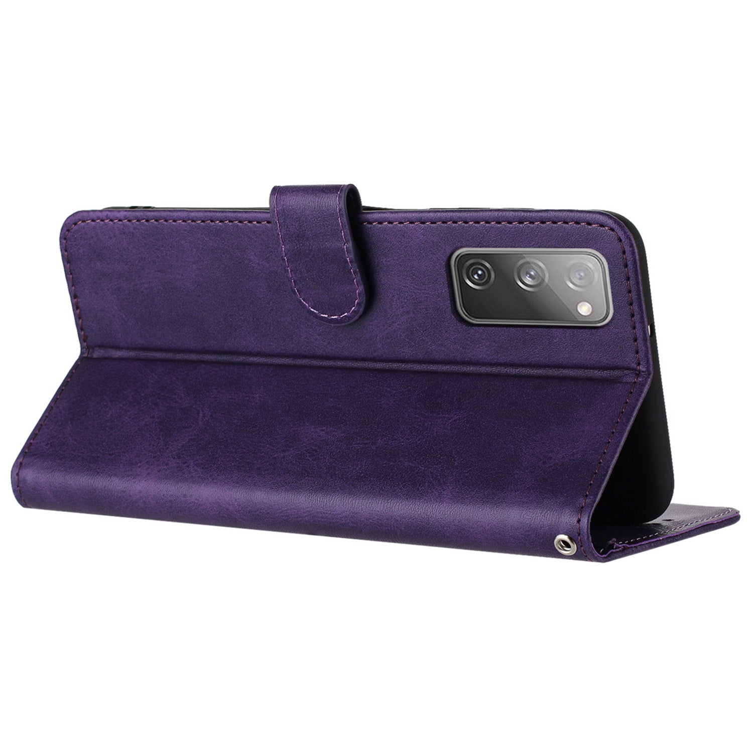 For Samsung Galaxy S20 FE / S20 FE 5G / S20 FE 2022 / S20 Lite Calf Texture Phone Stand Cover Mobile Accessories Wholesale - Purple