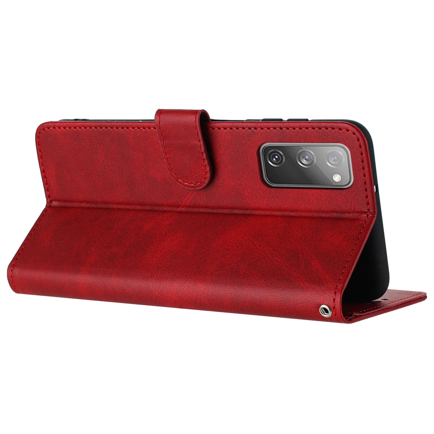 For Samsung Galaxy S20 FE / S20 FE 5G / S20 FE 2022 / S20 Lite Calf Texture Phone Stand Cover Mobile Accessories Wholesale - Red