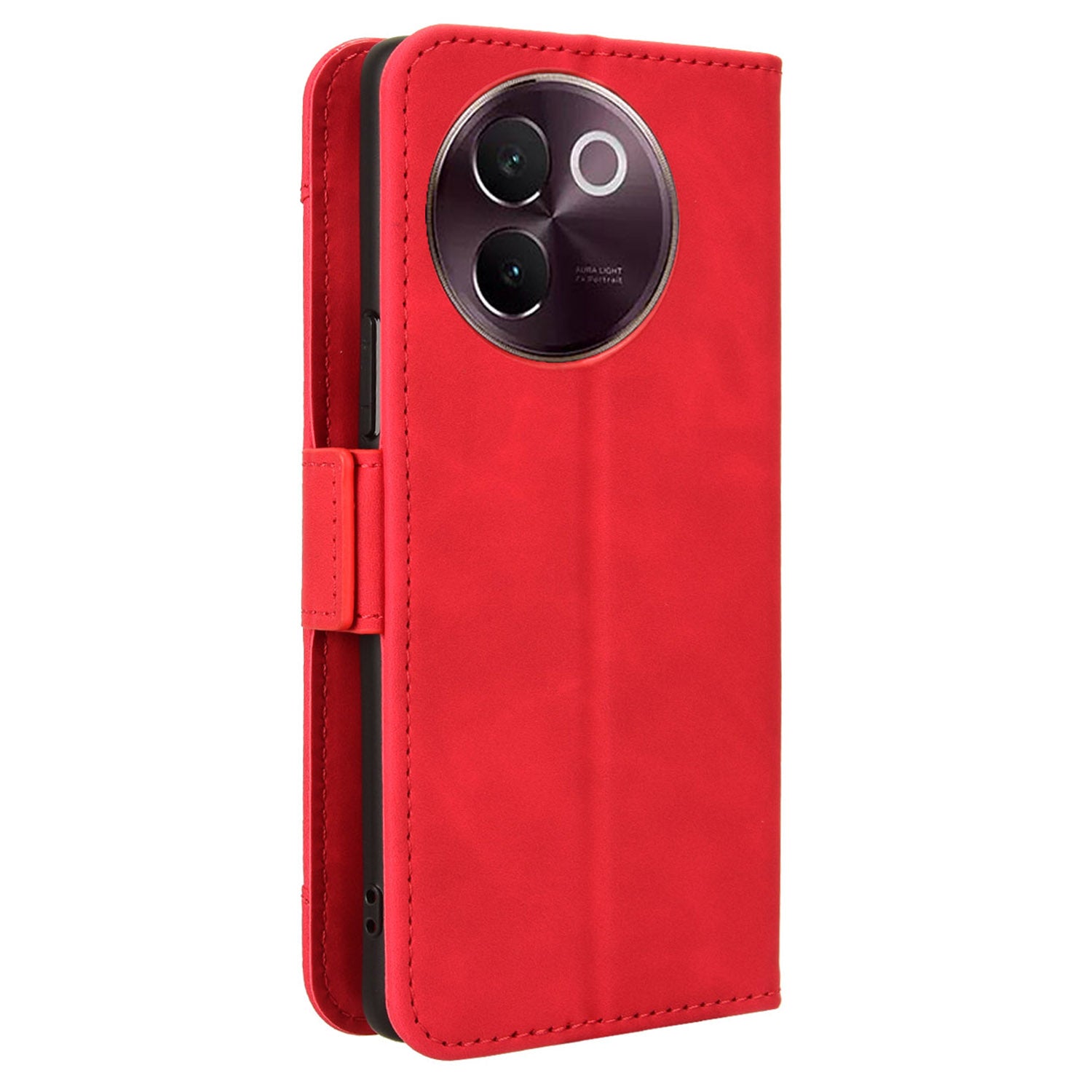 For vivo V30e 5G / V40 Lite 5G Case PU Leather Flip Folio Phone Cover with Multiple Card Holders - Red