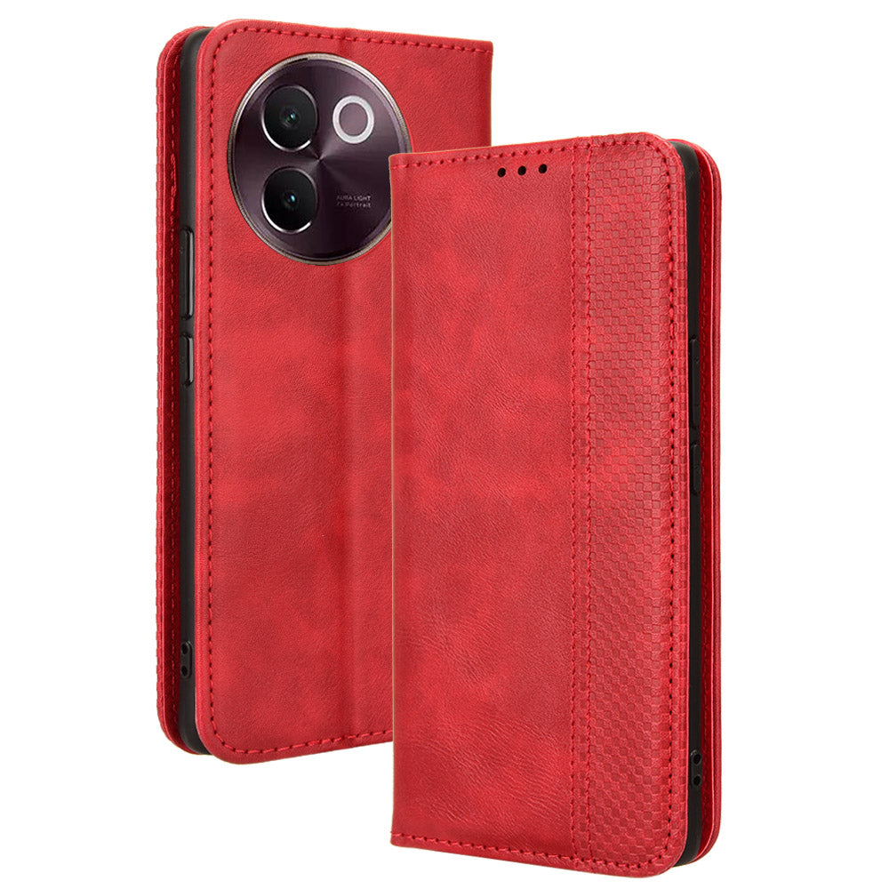 For vivo V30e 5G / V40 Lite 5G Cover Magnetic Closure Wallet Stand Wholesale Phone Case - Red