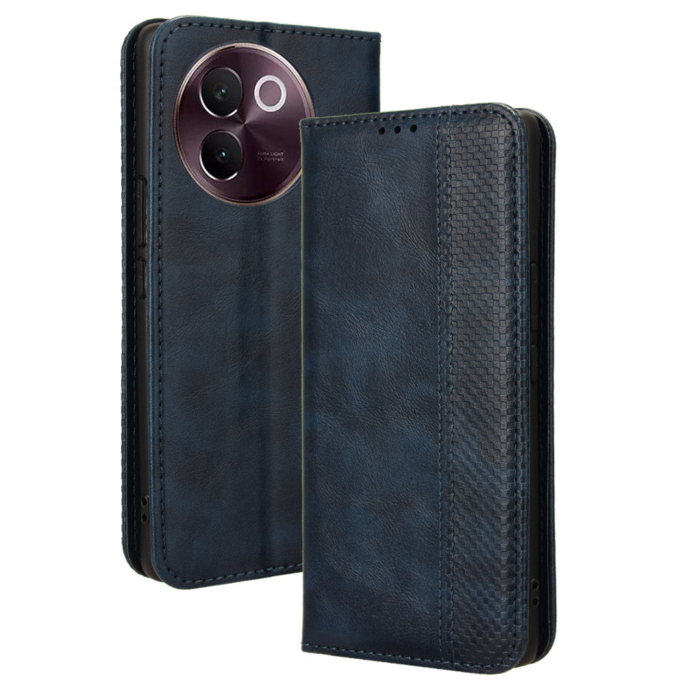 For vivo V30e 5G / V40 Lite 5G Cover Magnetic Closure Wallet Stand Wholesale Phone Case - Blue