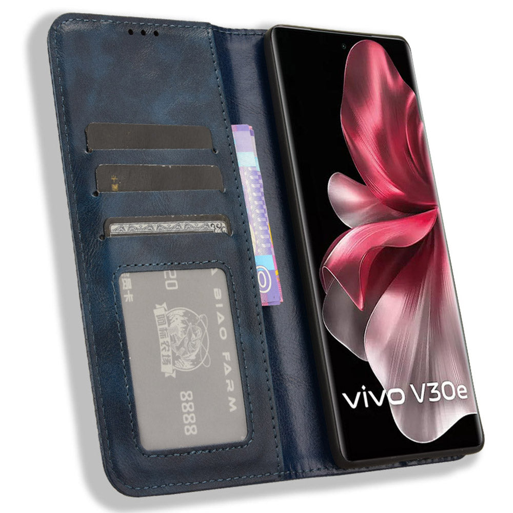 For vivo V30e 5G / V40 Lite 5G Cover Magnetic Closure Wallet Stand Wholesale Phone Case - Blue