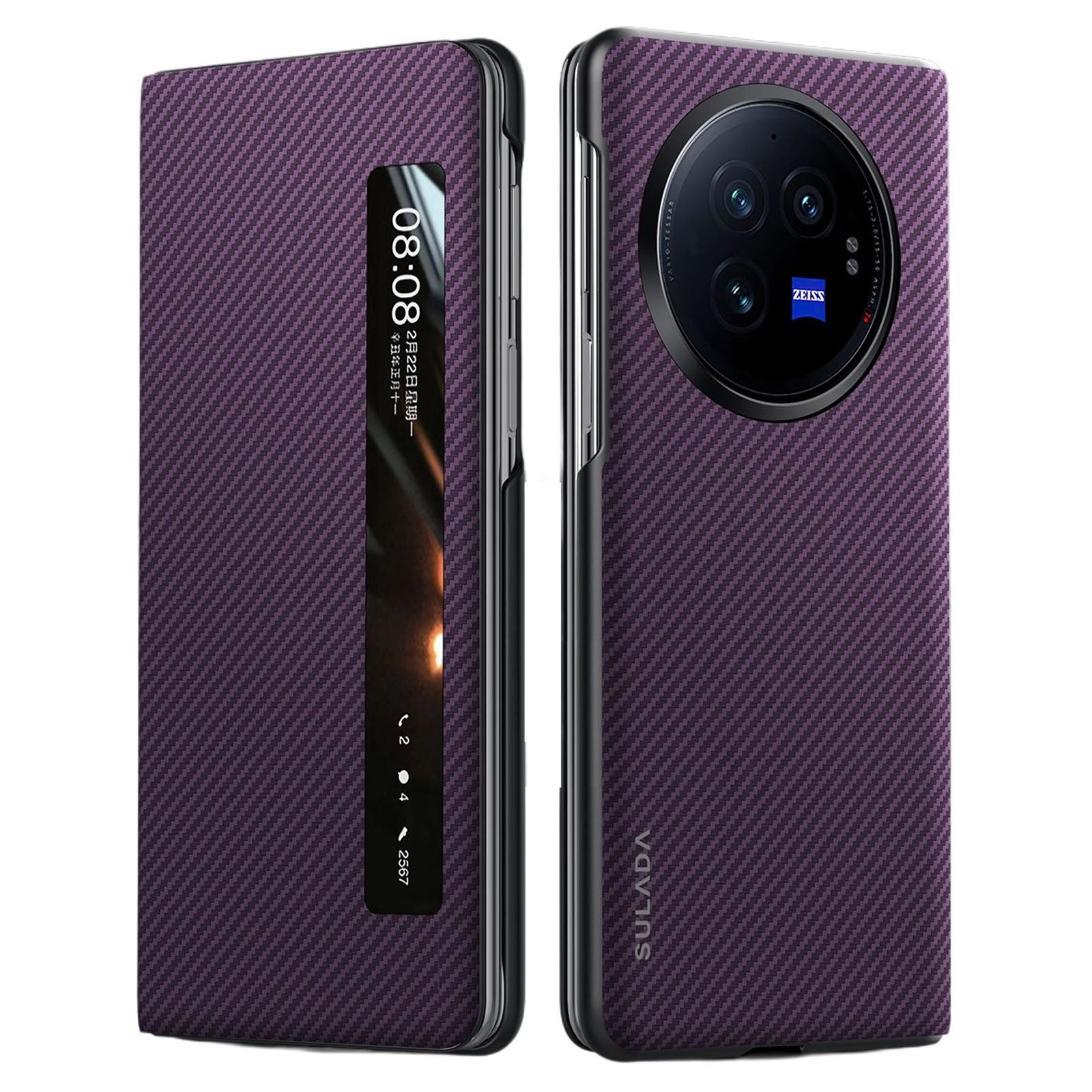 SULADA For vivo X Fold3 Case View Window Leather+PC Phone Cover - Purple