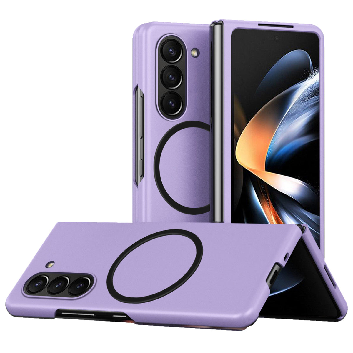 For Samsung Galaxy Z Fold6 5G Case Compatible with MagSafe Skin-Touch Matte Hard PC Phone Cover - Lavender Purple