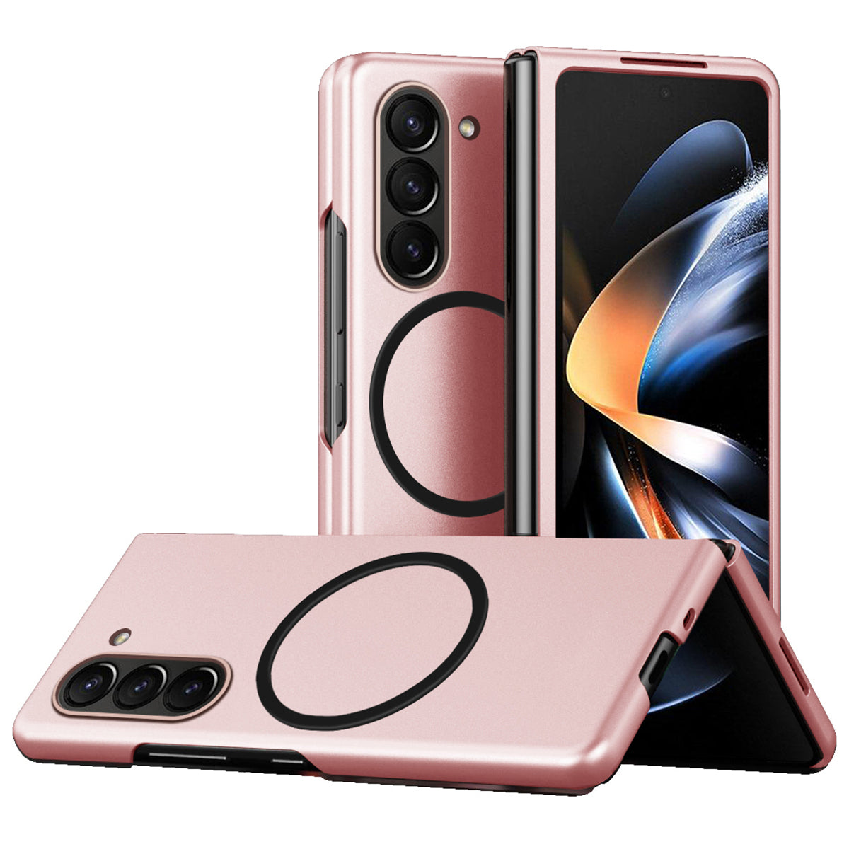 For Samsung Galaxy Z Fold6 5G Case Compatible with MagSafe Skin-Touch Matte Hard PC Phone Cover - Rose Gold