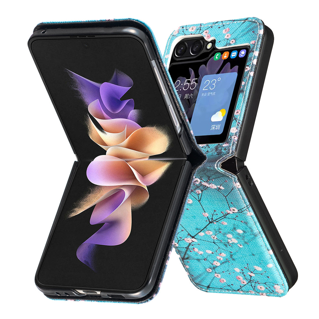 For Samsung Galaxy Z Flip6 5G Case Pattern Print PU Leather Phone Shell - Plum Blossom