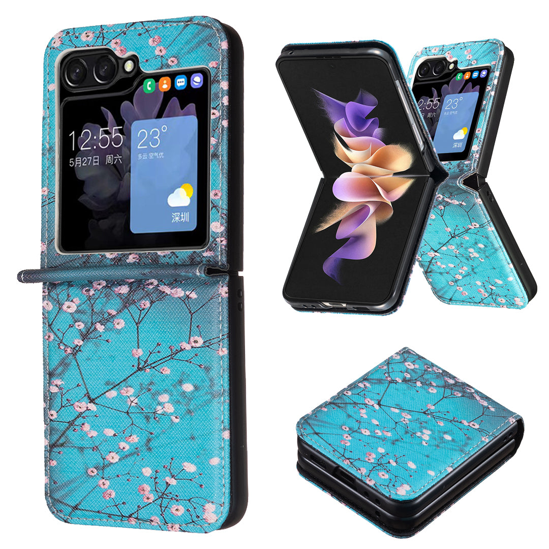 For Samsung Galaxy Z Flip6 5G Case Pattern Print PU Leather Phone Shell - Plum Blossom