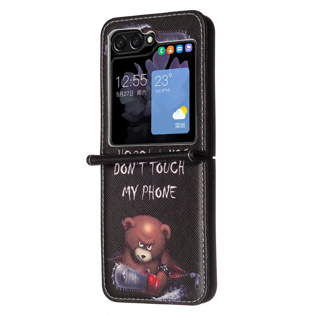 For Samsung Galaxy Z Flip6 5G Case Pattern Print PU Leather Phone Shell - Bear