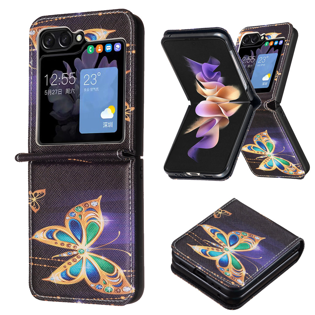 For Samsung Galaxy Z Flip6 5G Case Pattern Print PU Leather Phone Shell - Jewelry Butterfly