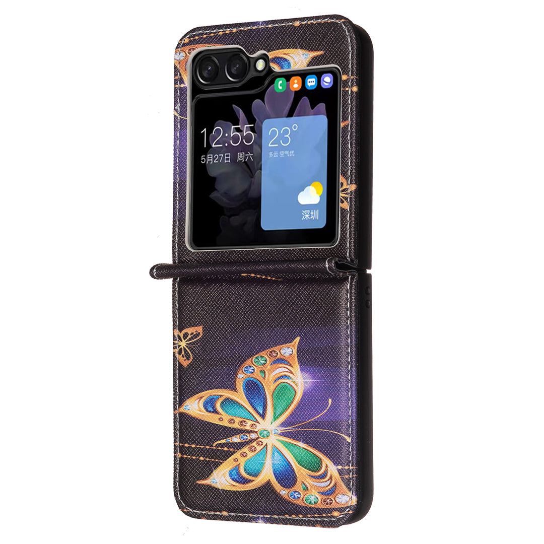 For Samsung Galaxy Z Flip6 5G Case Pattern Print PU Leather Phone Shell - Jewelry Butterfly