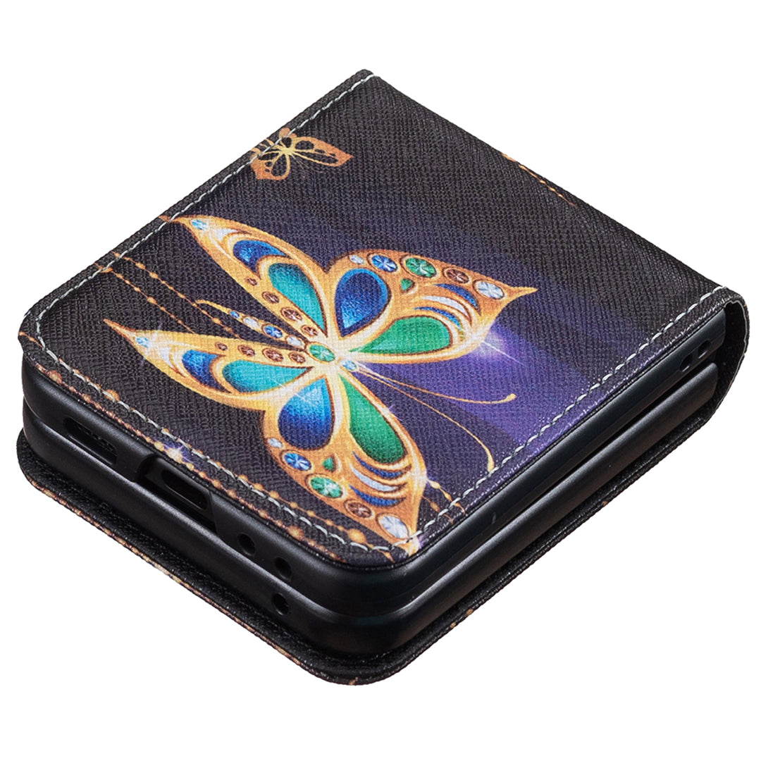 For Samsung Galaxy Z Flip6 5G Case Pattern Print PU Leather Phone Shell - Jewelry Butterfly