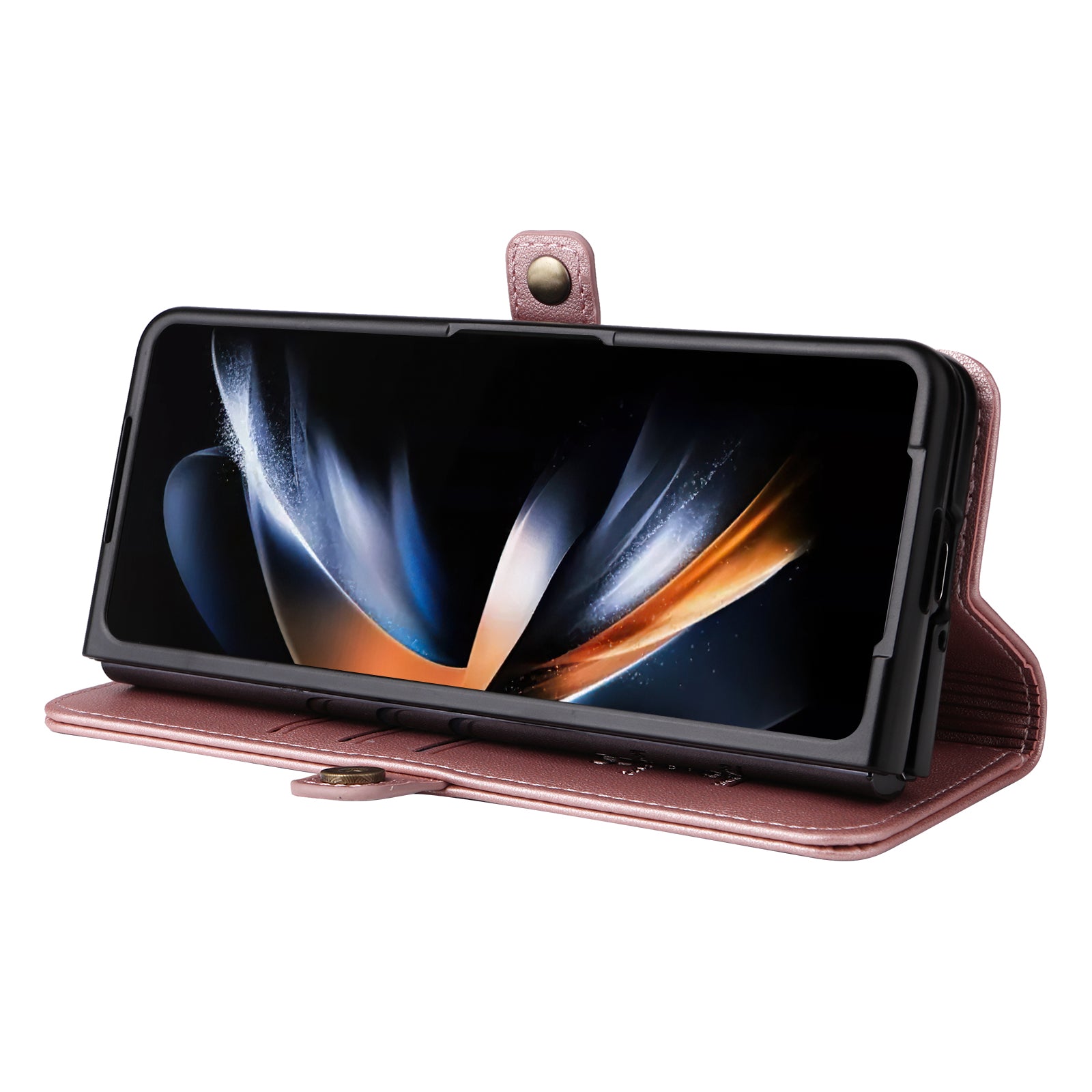 YIKATU YK- 001 for Samsung Galaxy Z Fold6 5G Case PU Leather Strong Magnetic Flip hone Cover - Rose Gold