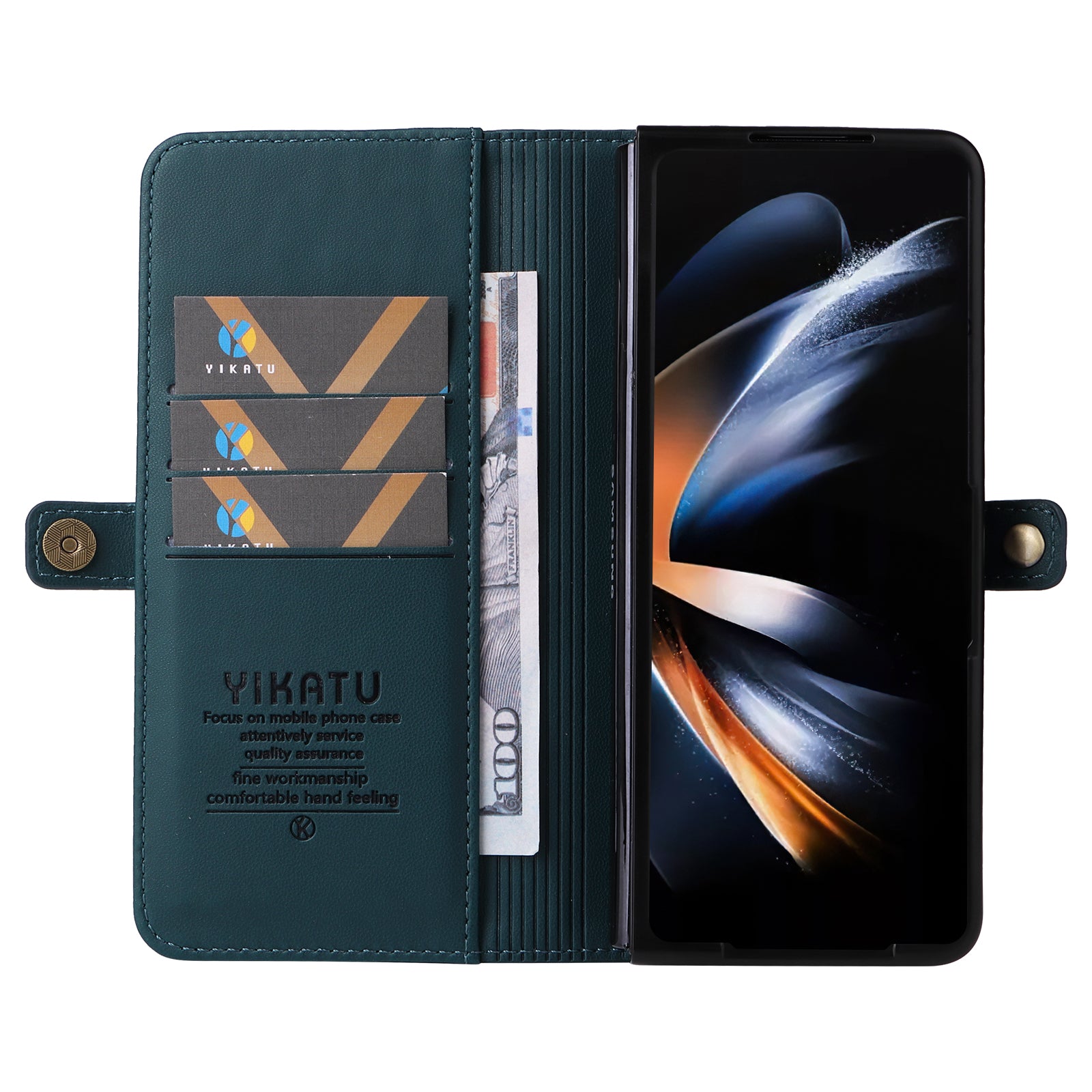 YIKATU YK- 001 for Samsung Galaxy Z Fold6 5G Case PU Leather Strong Magnetic Flip hone Cover - Green