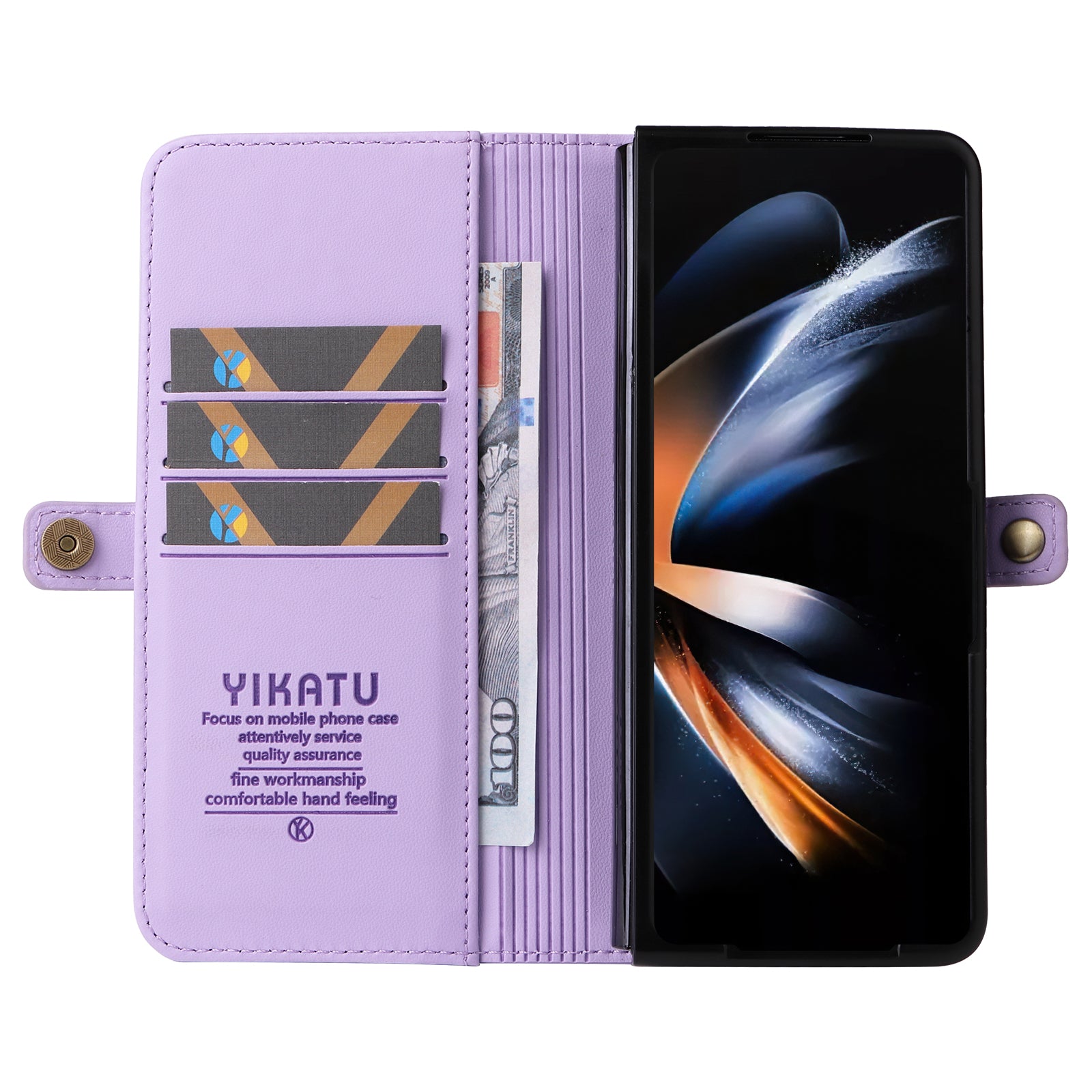 YIKATU YK- 001 for Samsung Galaxy Z Fold6 5G Case PU Leather Strong Magnetic Flip hone Cover - Light Purple