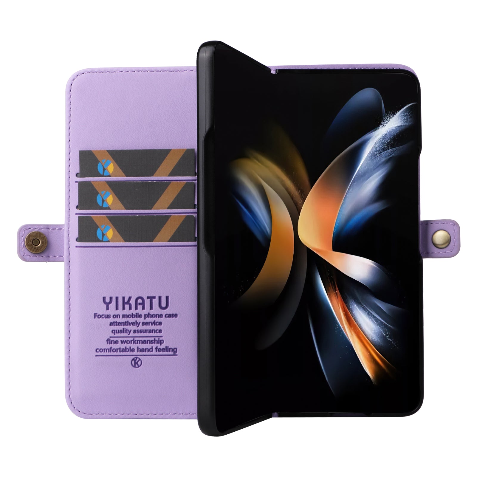 YIKATU YK- 001 for Samsung Galaxy Z Fold6 5G Case PU Leather Strong Magnetic Flip hone Cover - Light Purple