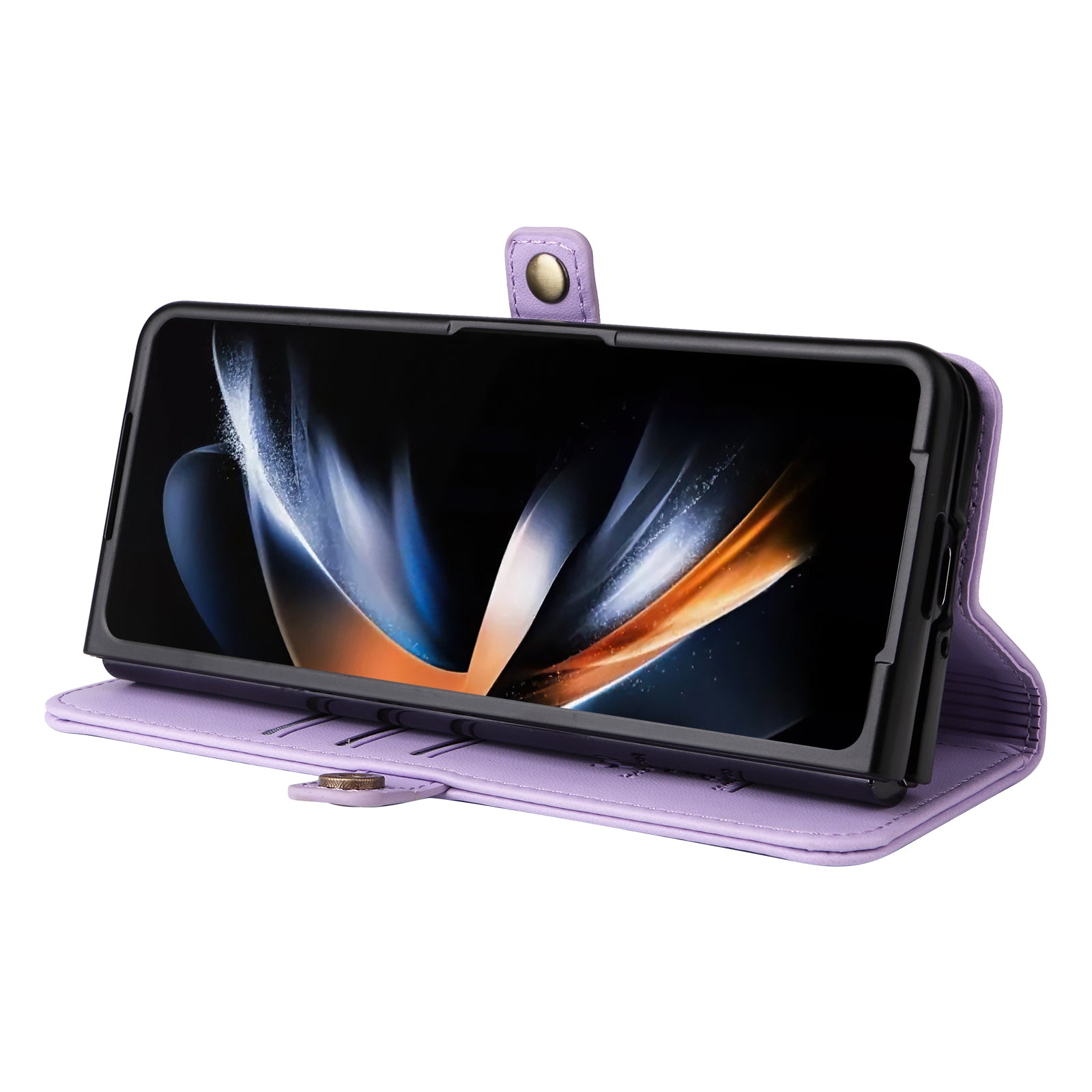 YIKATU YK- 001 for Samsung Galaxy Z Fold6 5G Case PU Leather Strong Magnetic Flip hone Cover - Light Purple