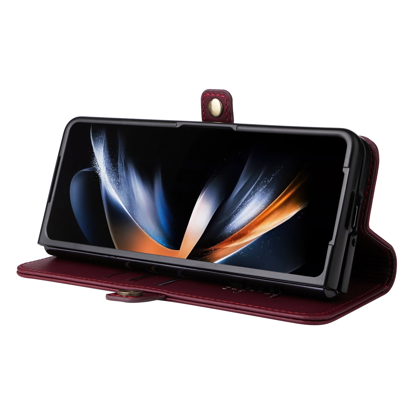 YIKATU YK- 001 for Samsung Galaxy Z Fold6 5G Case PU Leather Strong Magnetic Flip hone Cover - Wine Red