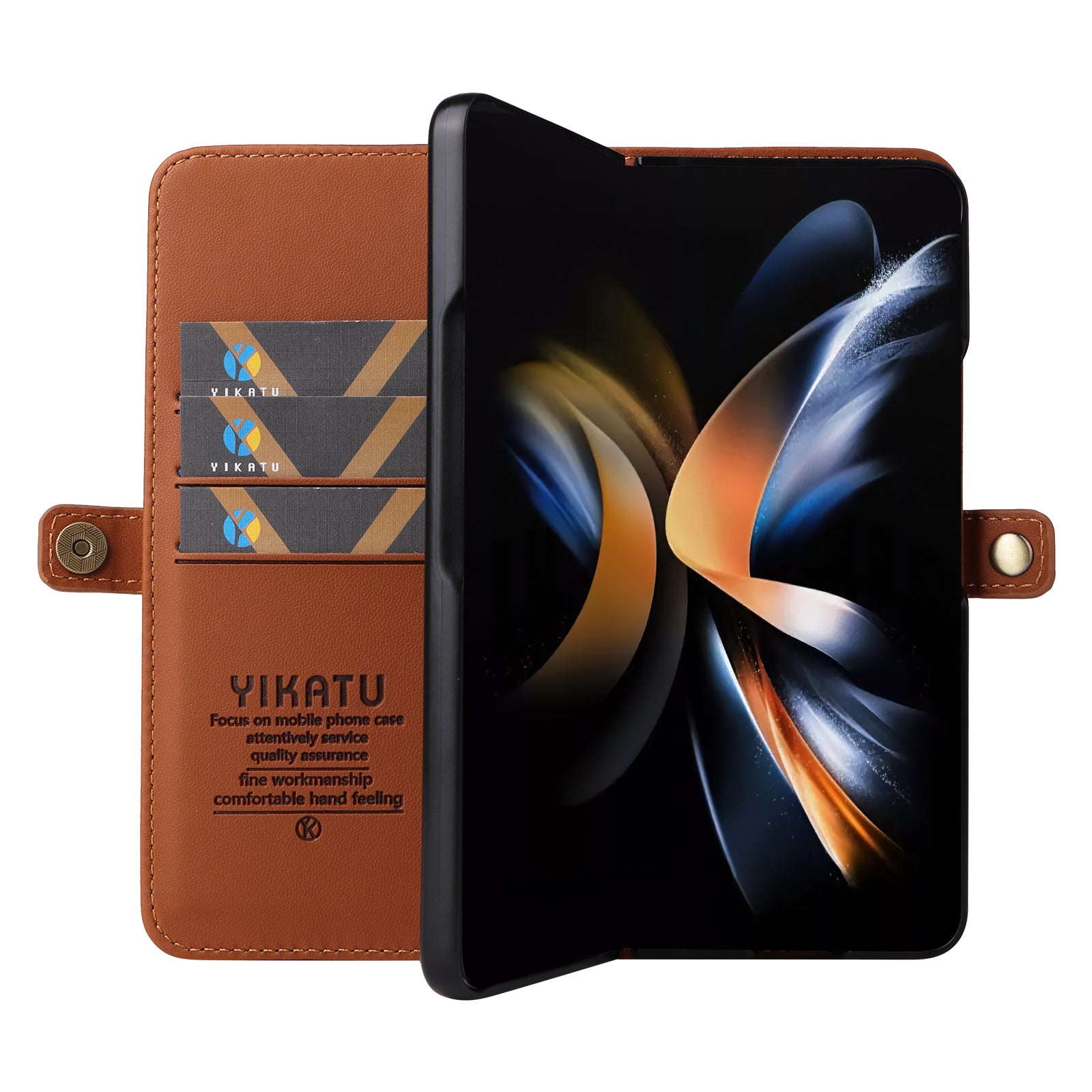 YIKATU YK- 001 for Samsung Galaxy Z Fold6 5G Case PU Leather Strong Magnetic Flip hone Cover - Brown