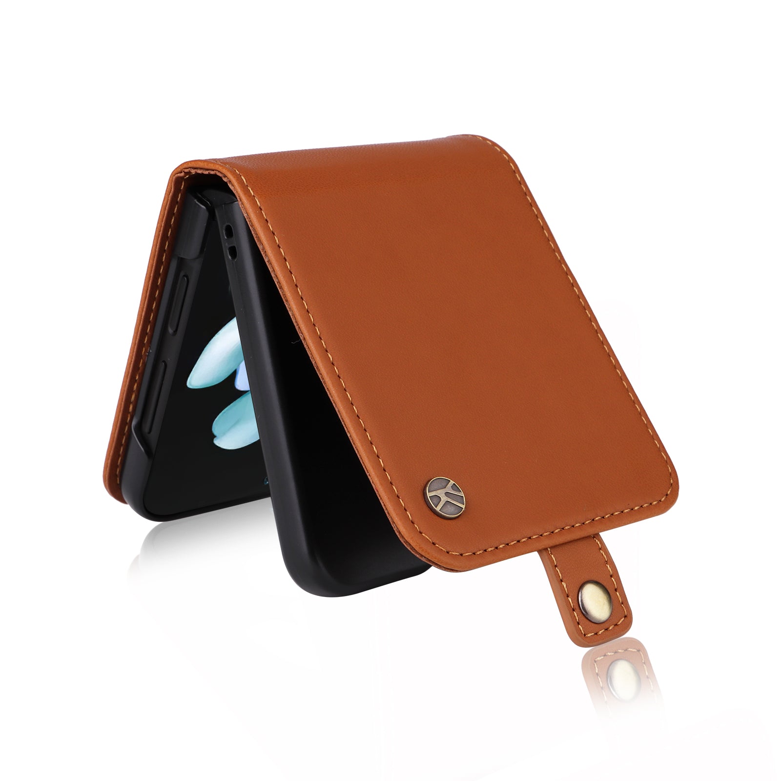 YIKATU YK-001 For Samsung Galaxy Z Flip6 5G Case Leather Phone Cover with Card Slots - Brown