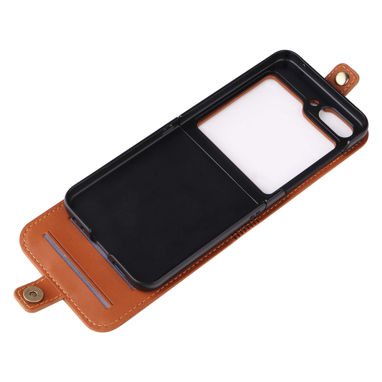 YIKATU YK-001 For Samsung Galaxy Z Flip6 5G Case Leather Phone Cover with Card Slots - Brown