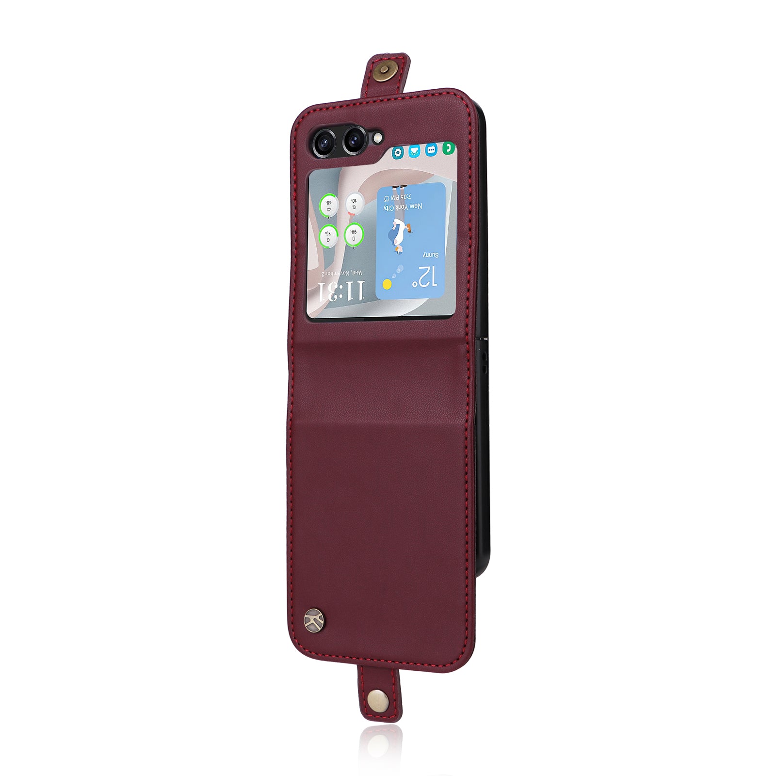 YIKATU YK-001 For Samsung Galaxy Z Flip6 5G Case Leather Phone Cover with Card Slots - Wine Red