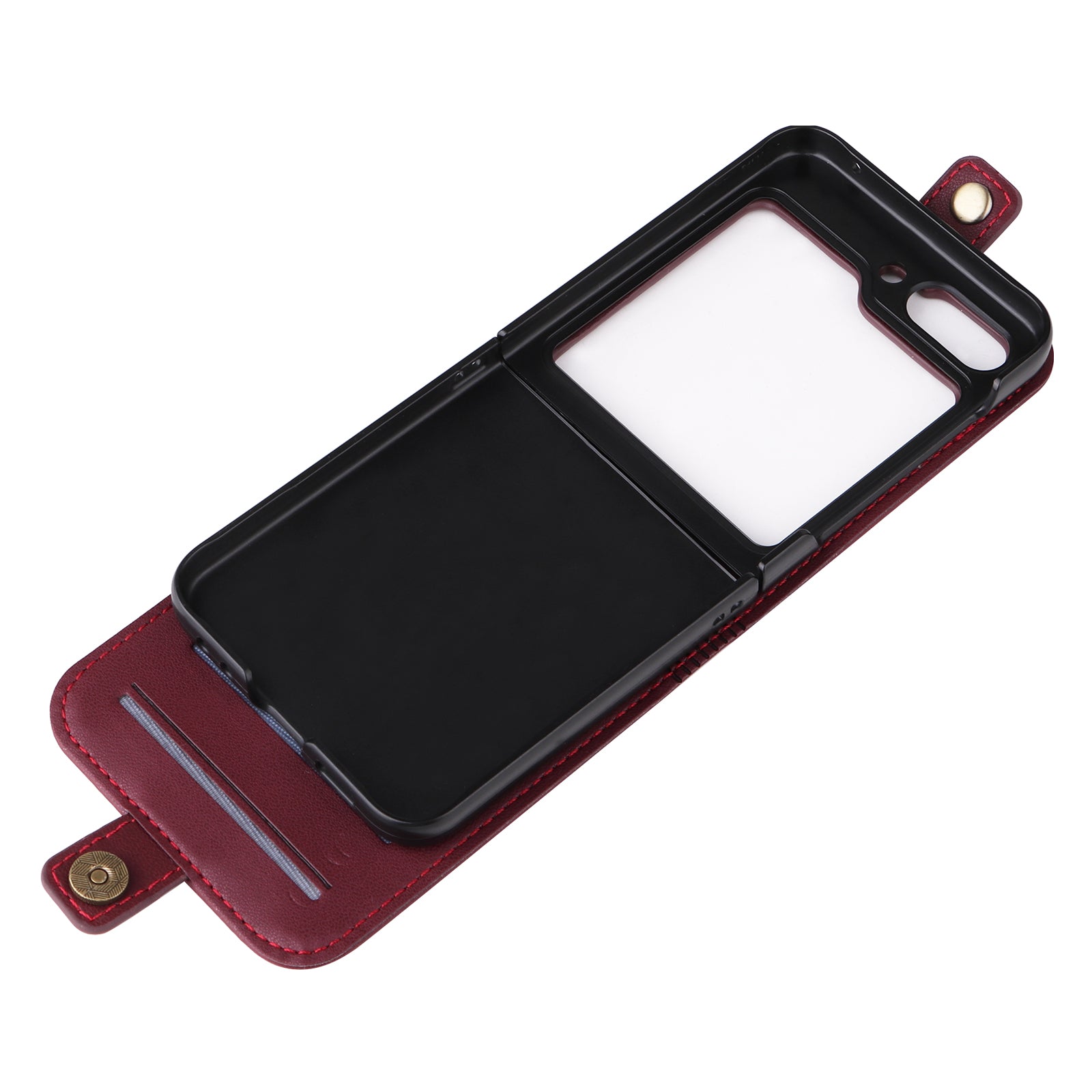 YIKATU YK-001 For Samsung Galaxy Z Flip6 5G Case Leather Phone Cover with Card Slots - Wine Red