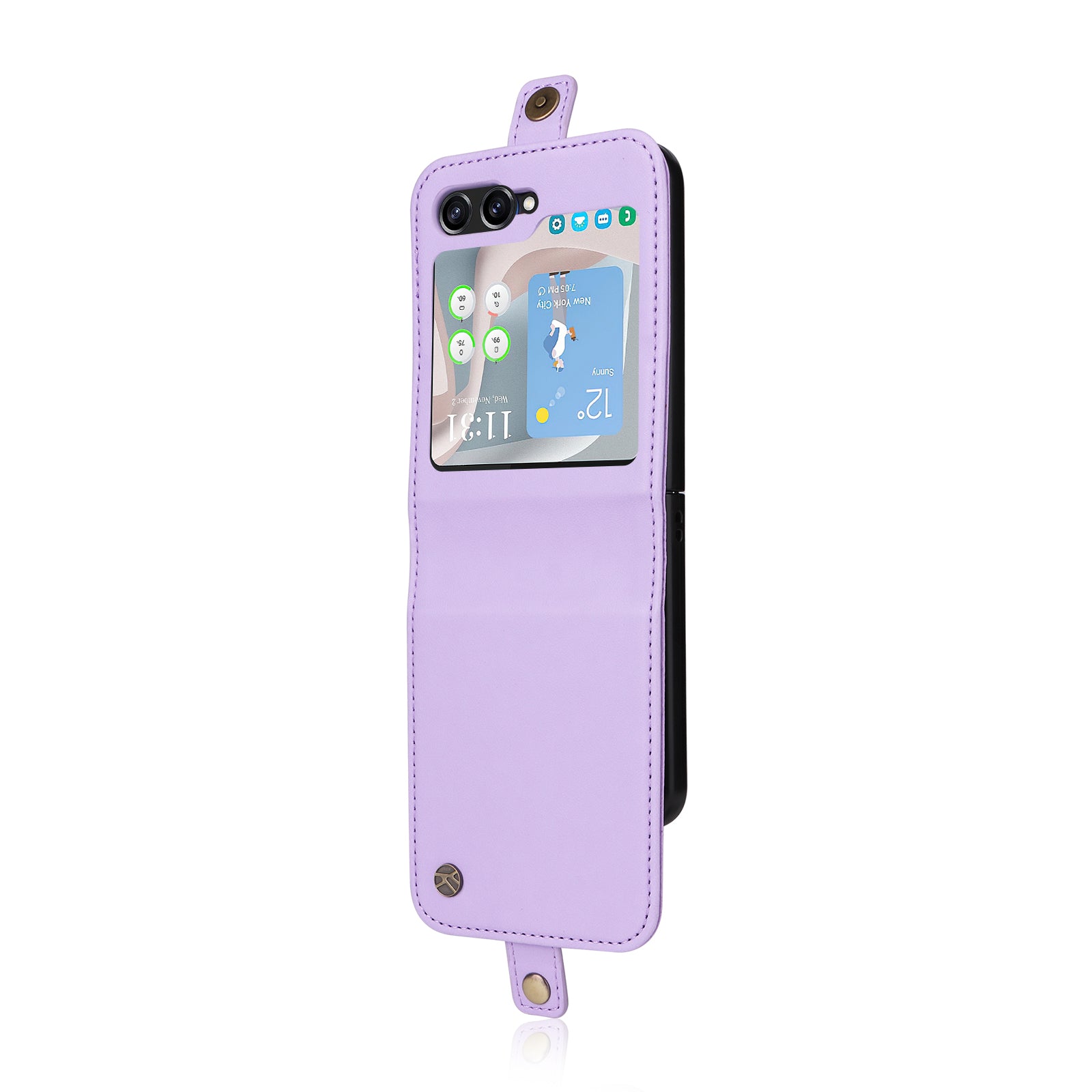 YIKATU YK-001 For Samsung Galaxy Z Flip6 5G Case Leather Phone Cover with Card Slots - Light Purple