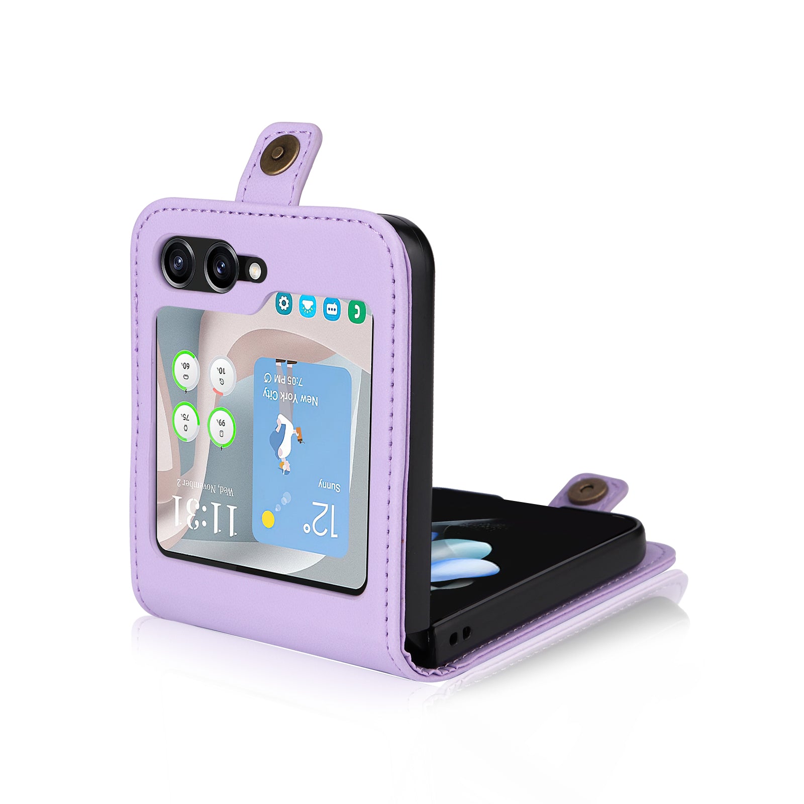 YIKATU YK-001 For Samsung Galaxy Z Flip6 5G Case Leather Phone Cover with Card Slots - Light Purple