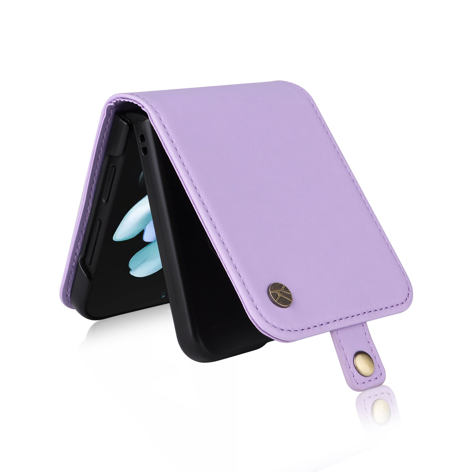 YIKATU YK-001 For Samsung Galaxy Z Flip6 5G Case Leather Phone Cover with Card Slots - Light Purple