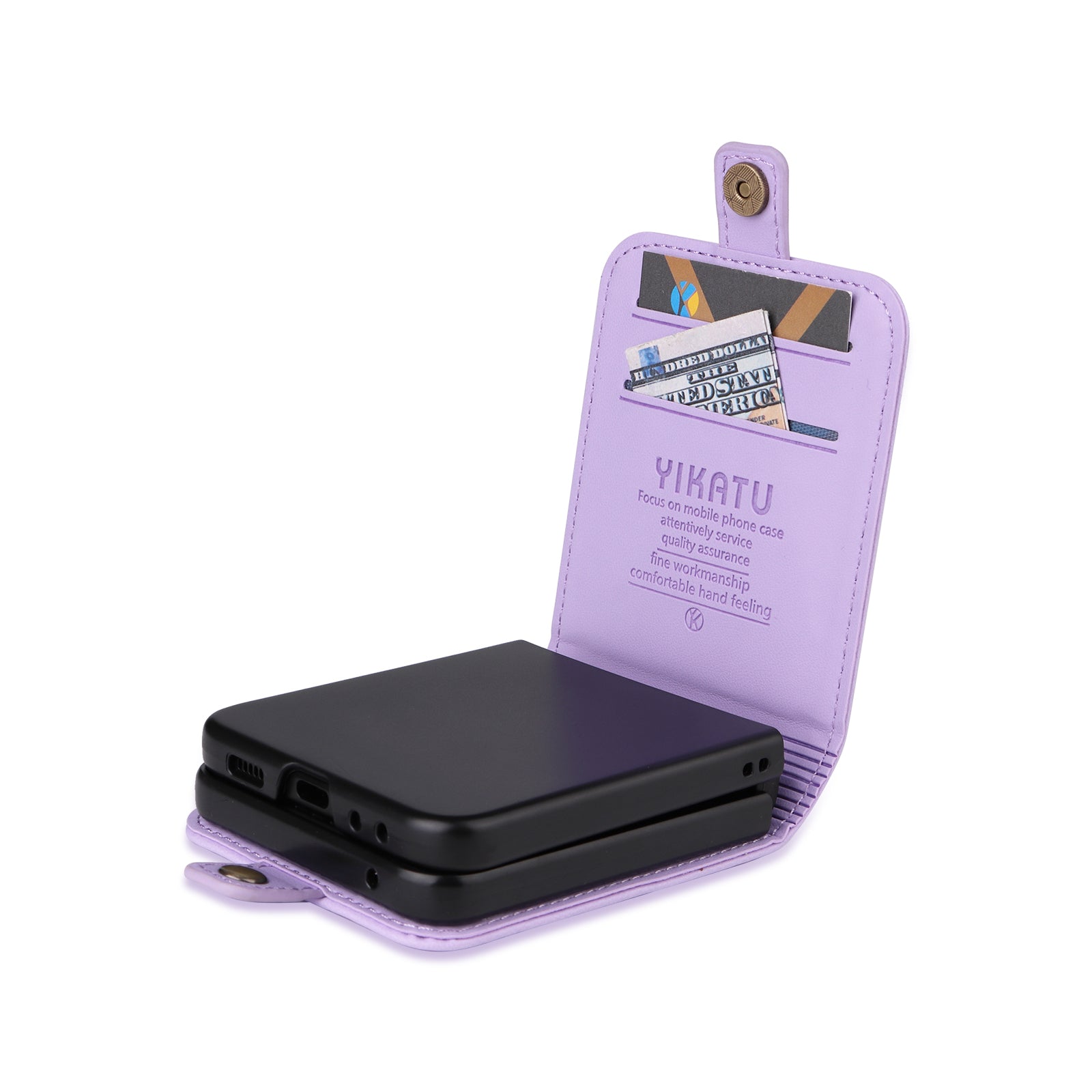 YIKATU YK-001 For Samsung Galaxy Z Flip6 5G Case Leather Phone Cover with Card Slots - Light Purple