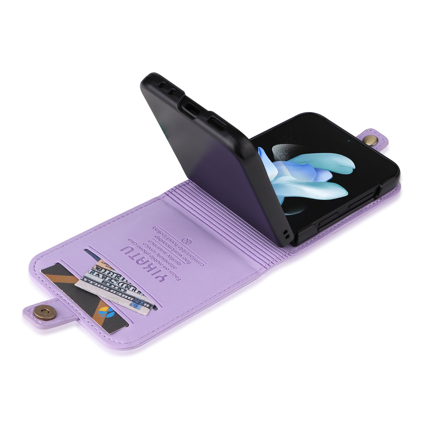 YIKATU YK-001 For Samsung Galaxy Z Flip6 5G Case Leather Phone Cover with Card Slots - Light Purple