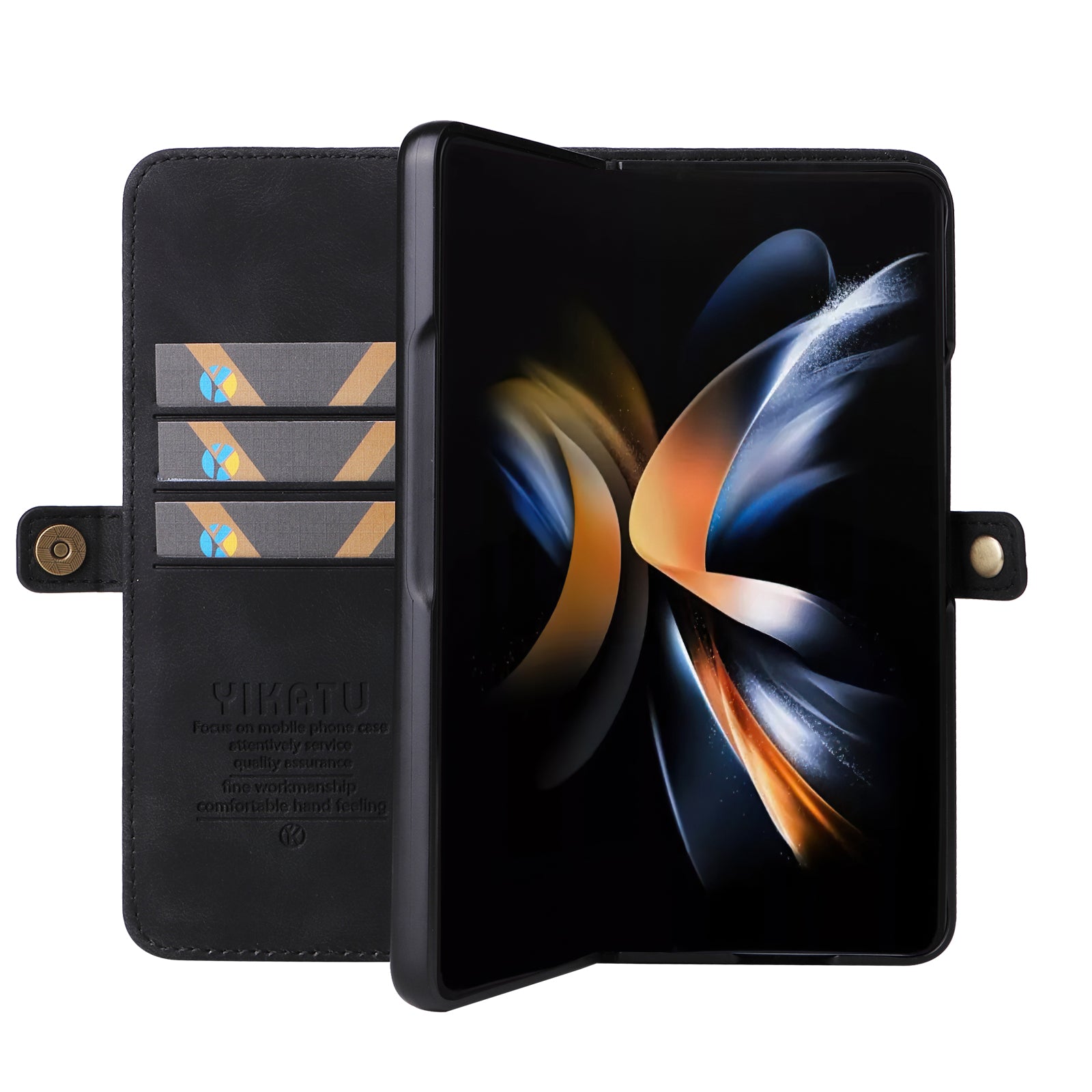 YIKATU YK-002 For Samsung Galaxy Z Fold6 5G Case PU Leather Skin-Touch Phone Cover - Black