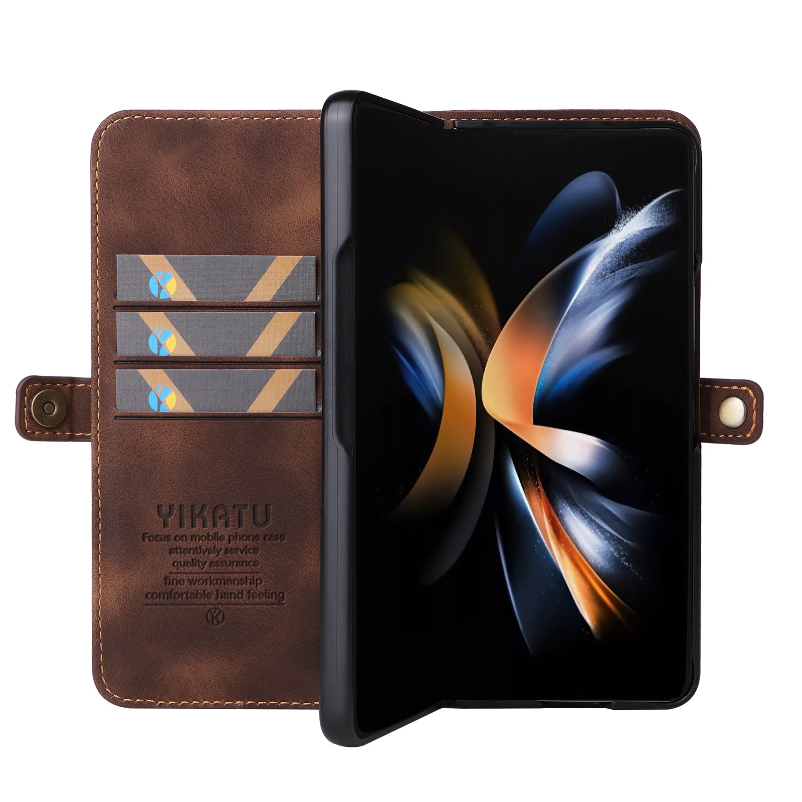 YIKATU YK-002 For Samsung Galaxy Z Fold6 5G Case PU Leather Skin-touch Phone Cover - Brown